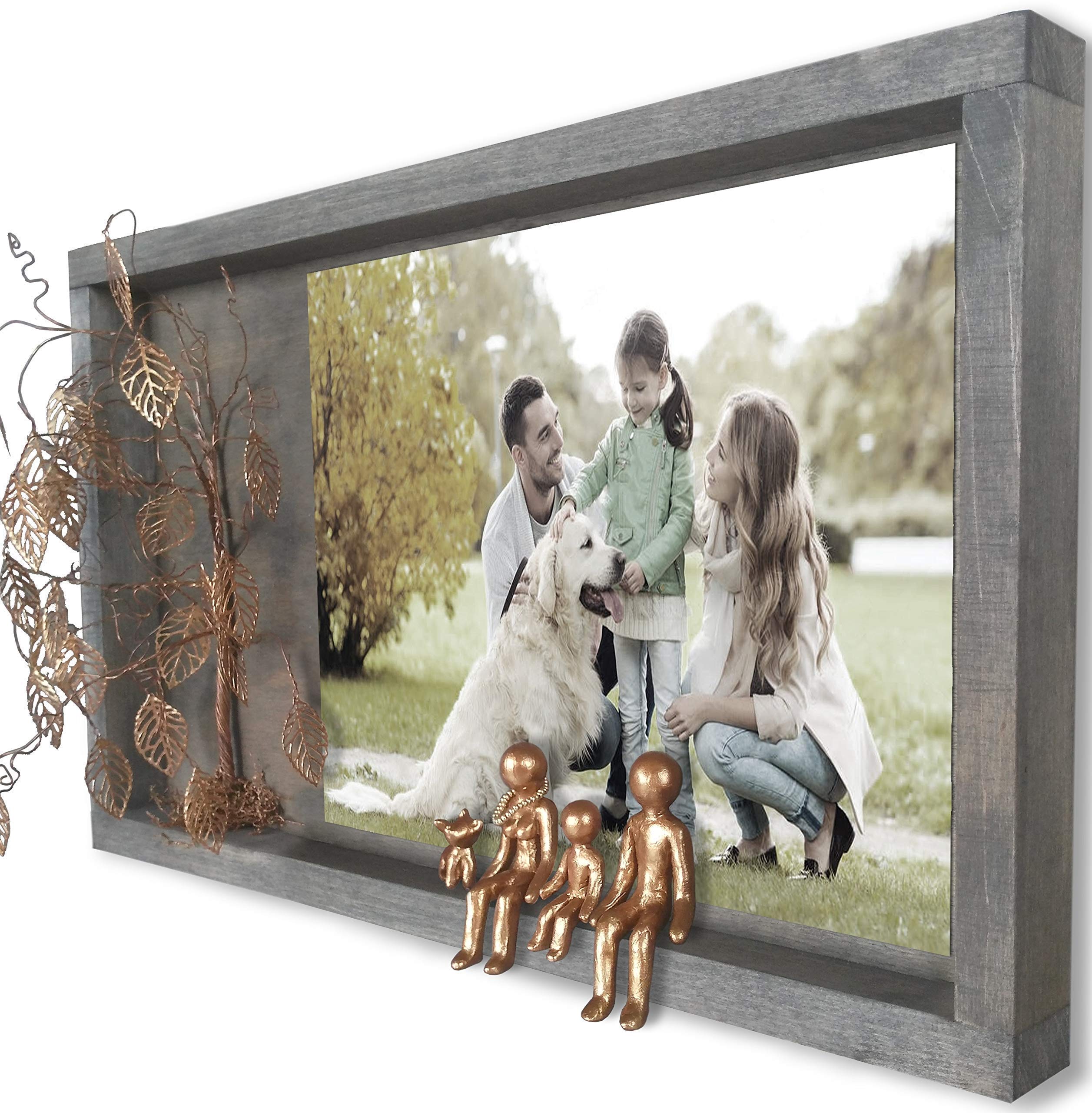 Rainbow Bridge Pet Memorial Picture Frame - Willow Family Tree Collage Shadow Box Display Case - Sympathy Gift for Dog Loss, Grandmother & Family - Perfect for Wall Decor & Pet Remembrance