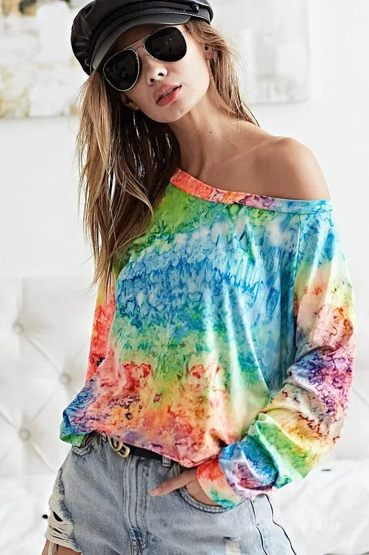 BiBi Tie Dye Soft Knit Jersey T-Shirt for Women | Comfortable Casual Tee | Perfect for Summer Outfits, Beach Days & Weekend Wear
