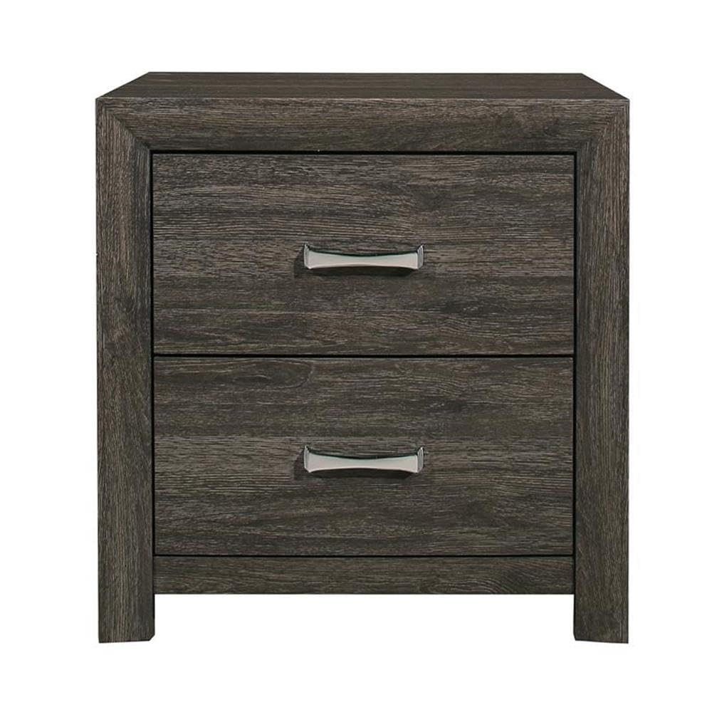 Modern Dark Gray Wood Nightstand with 2 Drawers - Stylish Bedside Table for Bedroom, Living Room, or Office Storage | Pemberly Row Collection