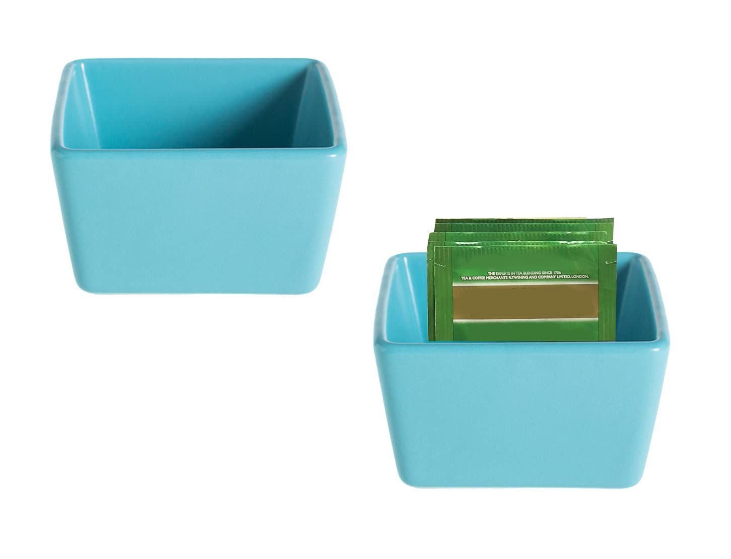 Ceramic Sugar Packet Holders & Tea Bag Bowls - Set of 2 Small Snack Dishes for Coffee, Tea, and Condiments - Perfect for Restaurants, Cafes, and Home Kitchens