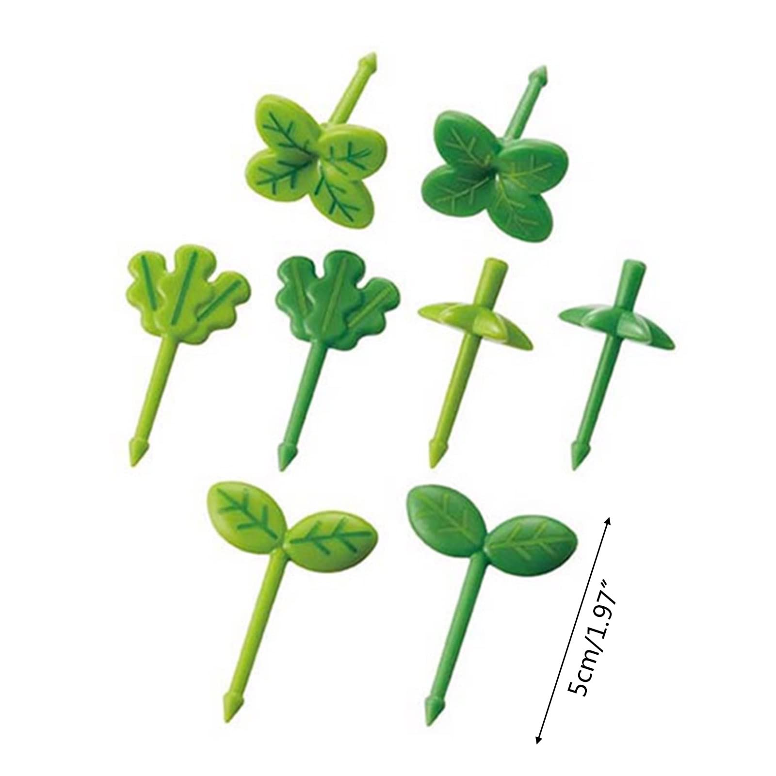 8-Piece Green Plant-Shaped Plastic Fruit Forks - Food Picks for Desserts, Appetizers & Party Snacks - Eco-Friendly Toothpicks for Fruit, Cheese & Charcuterie Boards