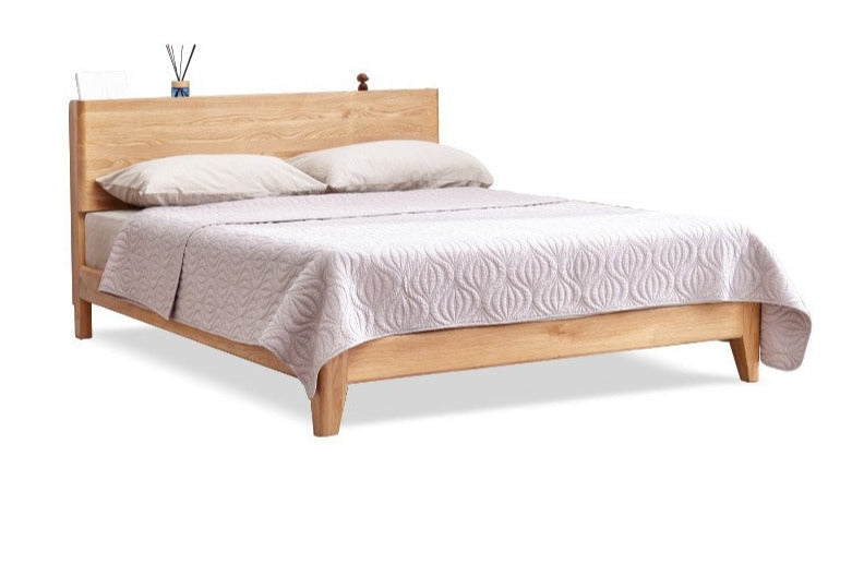 Solid Oak Wood LED Bed Frame with Built-in Lighting - Perfect for Modern Bedrooms, Guest Rooms, and Cozy Home Decor