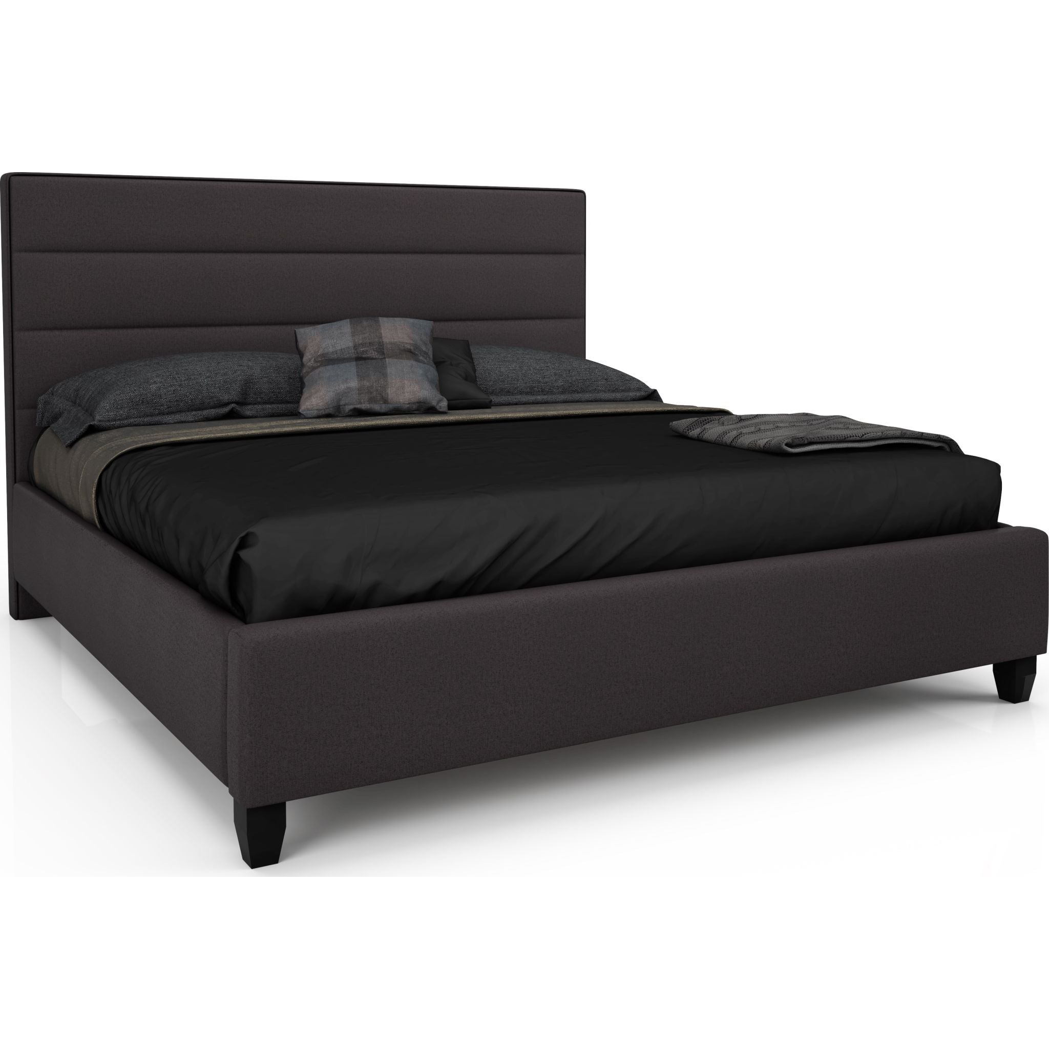 Adelaide King Upholstered Bed Frame with Headboard - Joshua Charcoal Fabric - Modern Platform Bed for Master Bedroom, Guest Room & Home Decor