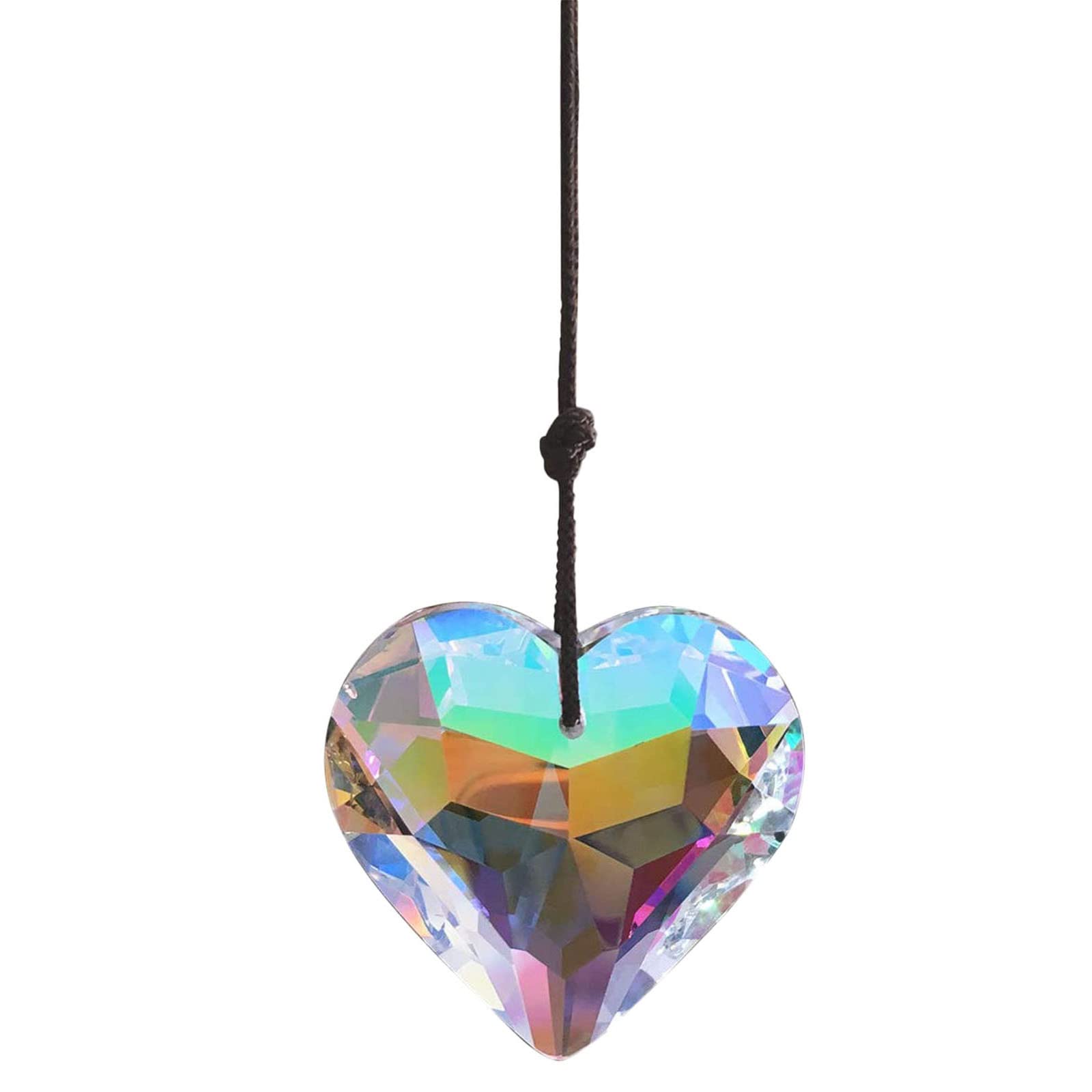 Crystal Peach Heart Pendant - Rainbow Car Hanging Ornament for Home & Auto Decor | Perfect for Rearview Mirror, Bedroom, Party & Gift Giving