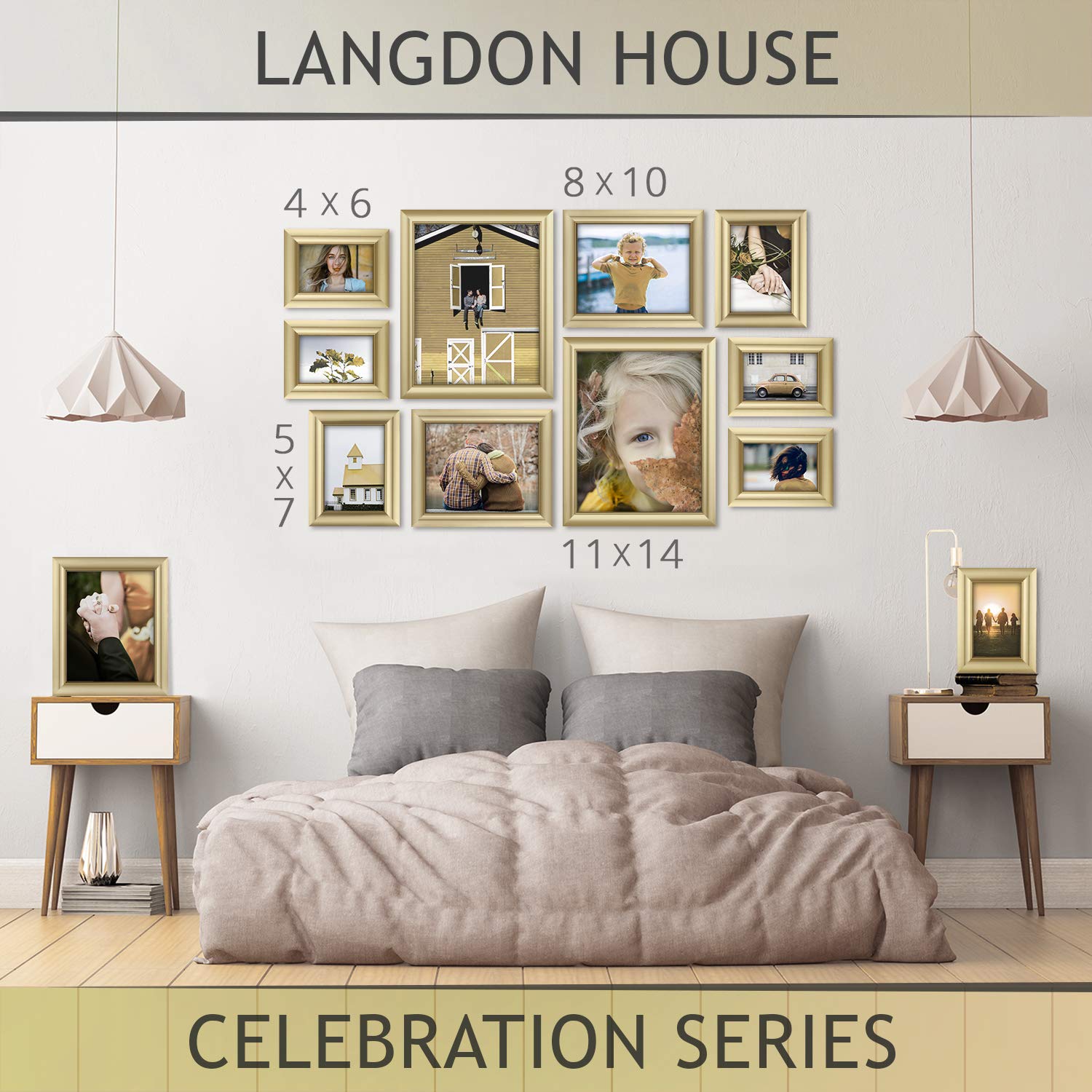 Gold 5x7 Picture Frames 3 Pack - Wall or Table Display for Home Decor