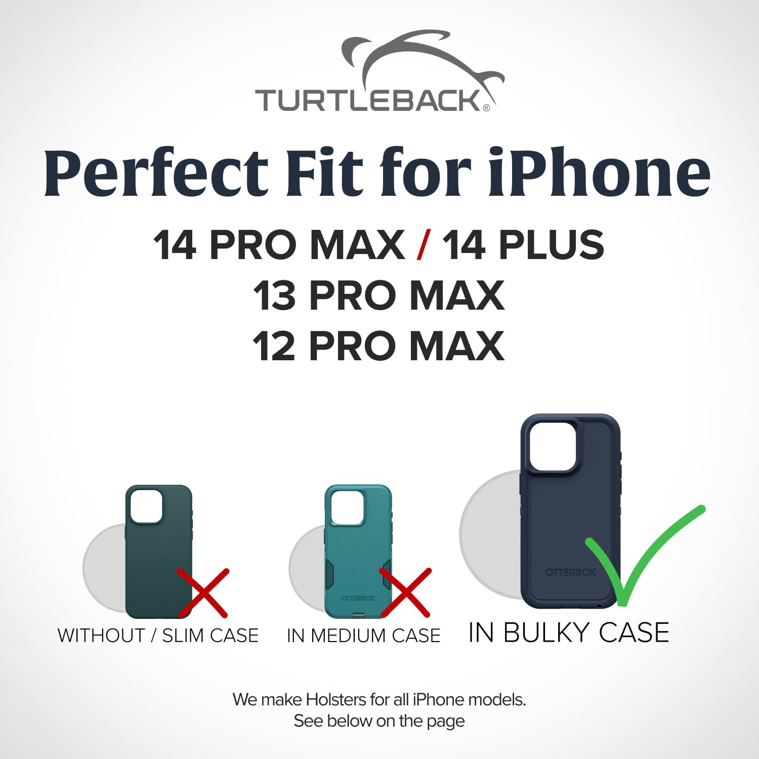 Premium Nylon Phone Holster for iPhone 14 Pro Max/14 Plus/12/13 Pro Max - Heavy Duty Belt Clip Holder for Large Phones with Bulky Cases (Black) - Perfect for Outdoor Activities, Work & Travel