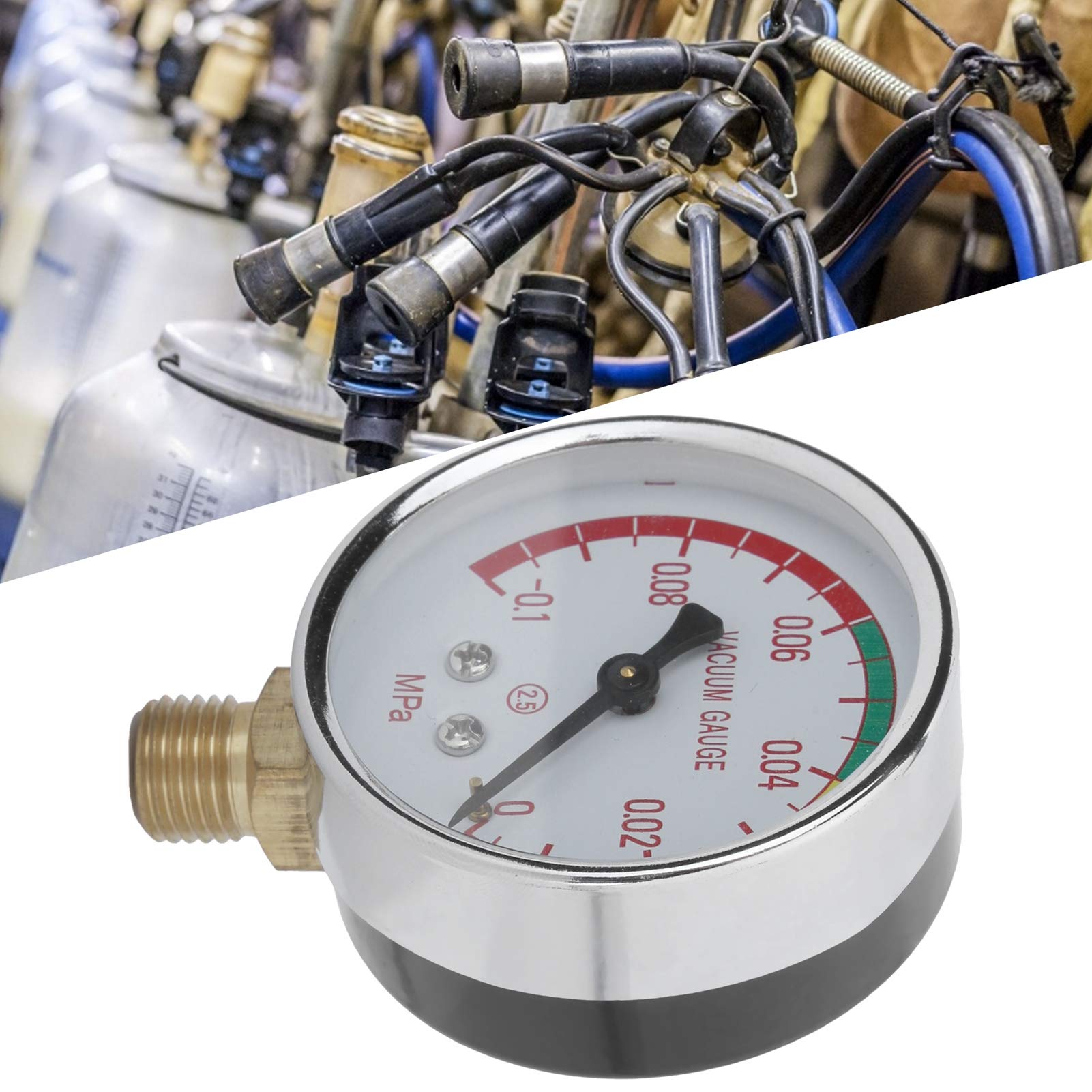 G1/4 Male Thread Vacuum Regulator Gauge & Tee Adapter for Cow and Goat Milking Machines | Precision Control for Dairy Farm Equipment | Perfect for Milking Parlors, Small Farms, and Veterinary Use