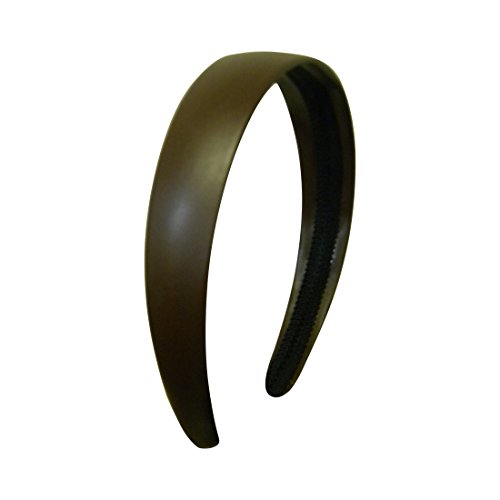 Brown 1 Inch Wide Leather-Like Headband for Women & Girls - Stylish Solid Hair Band for Casual, Office, and Party Wear