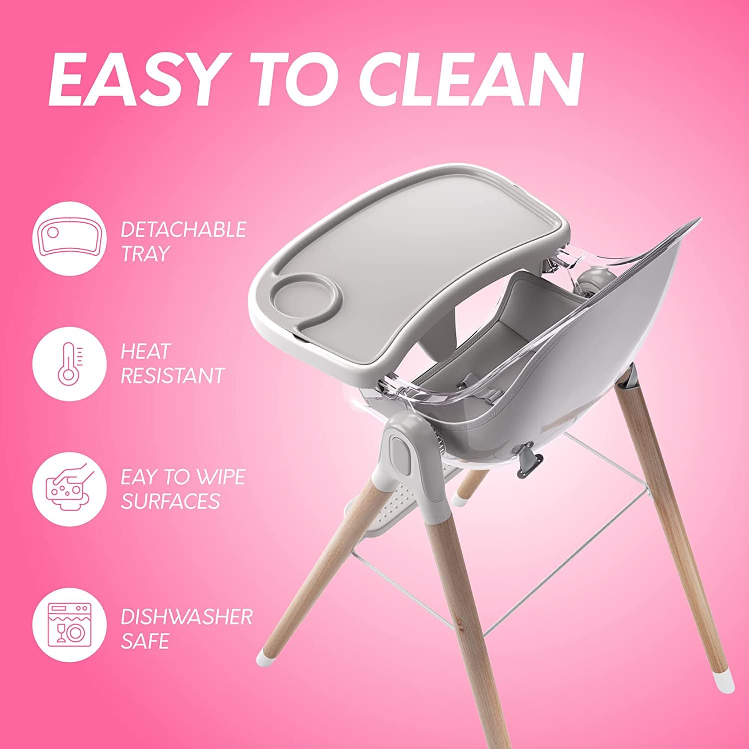 Premium Deluxe High Chair for Babies & Toddlers with Removable Cushion - Adjustable Height, Easy to Clean, Perfect for Dining, Feeding & Playtime at Home