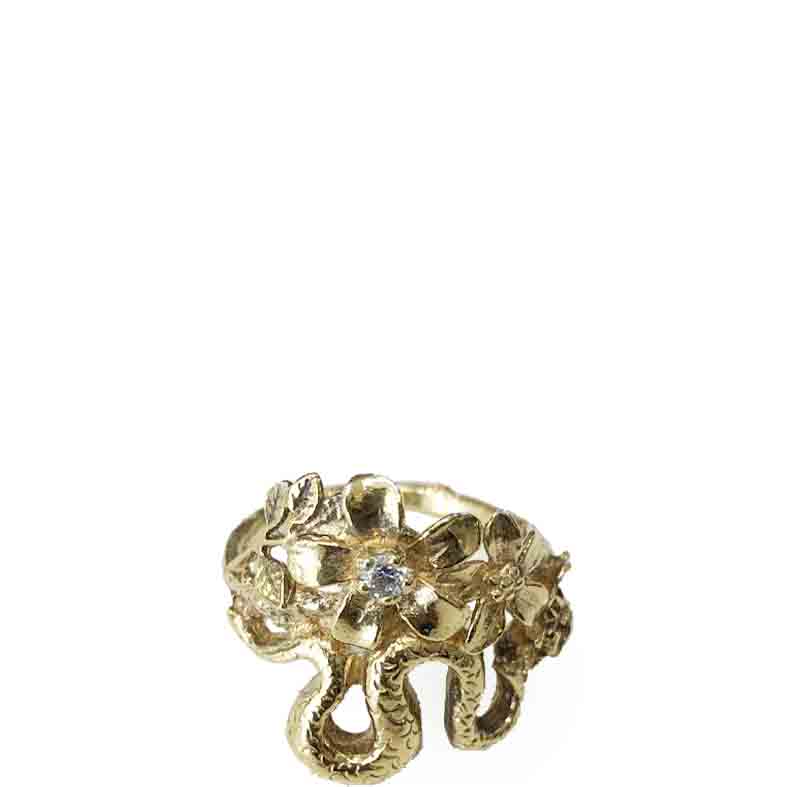 Original Sin Snake & Flower Ring - Gothic Jewelry for Women, Sterling Silver Statement Ring - Perfect for Halloween, Cosplay, and Dark Fashion Accessories