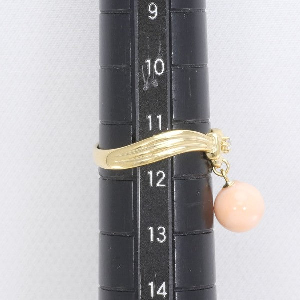 18K Yellow Gold Coral Diamond Ring for Women - Elegant Handmade Jewelry for Engagement, Wedding & Special Occasions
