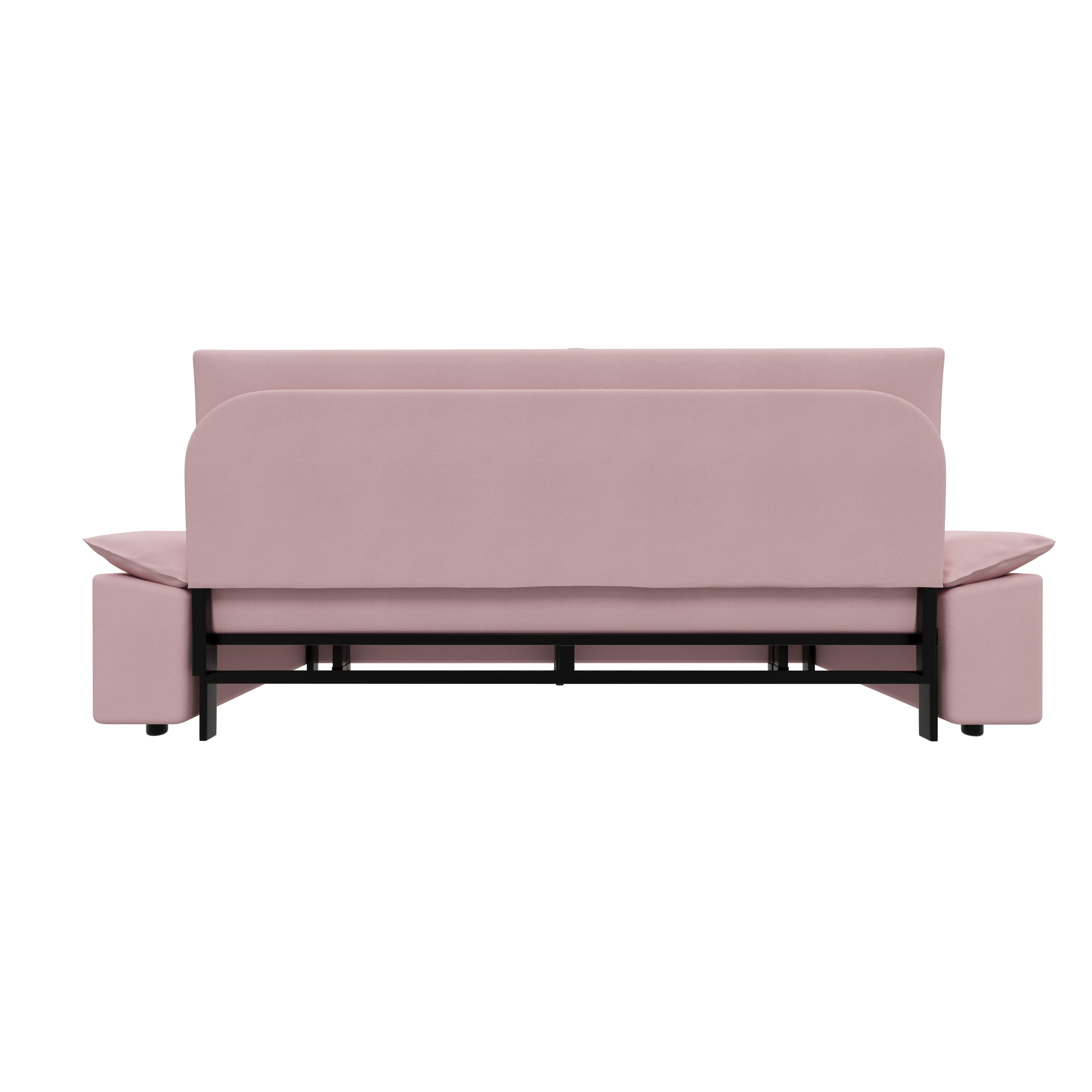 3 in 1 Convertible Sleeper Sofa Bed - Queen Size Pull Out Couch with Velvet Upholstery & Pillows - Space Saving Furniture for Small Apartments, Guest Rooms & Home Offices