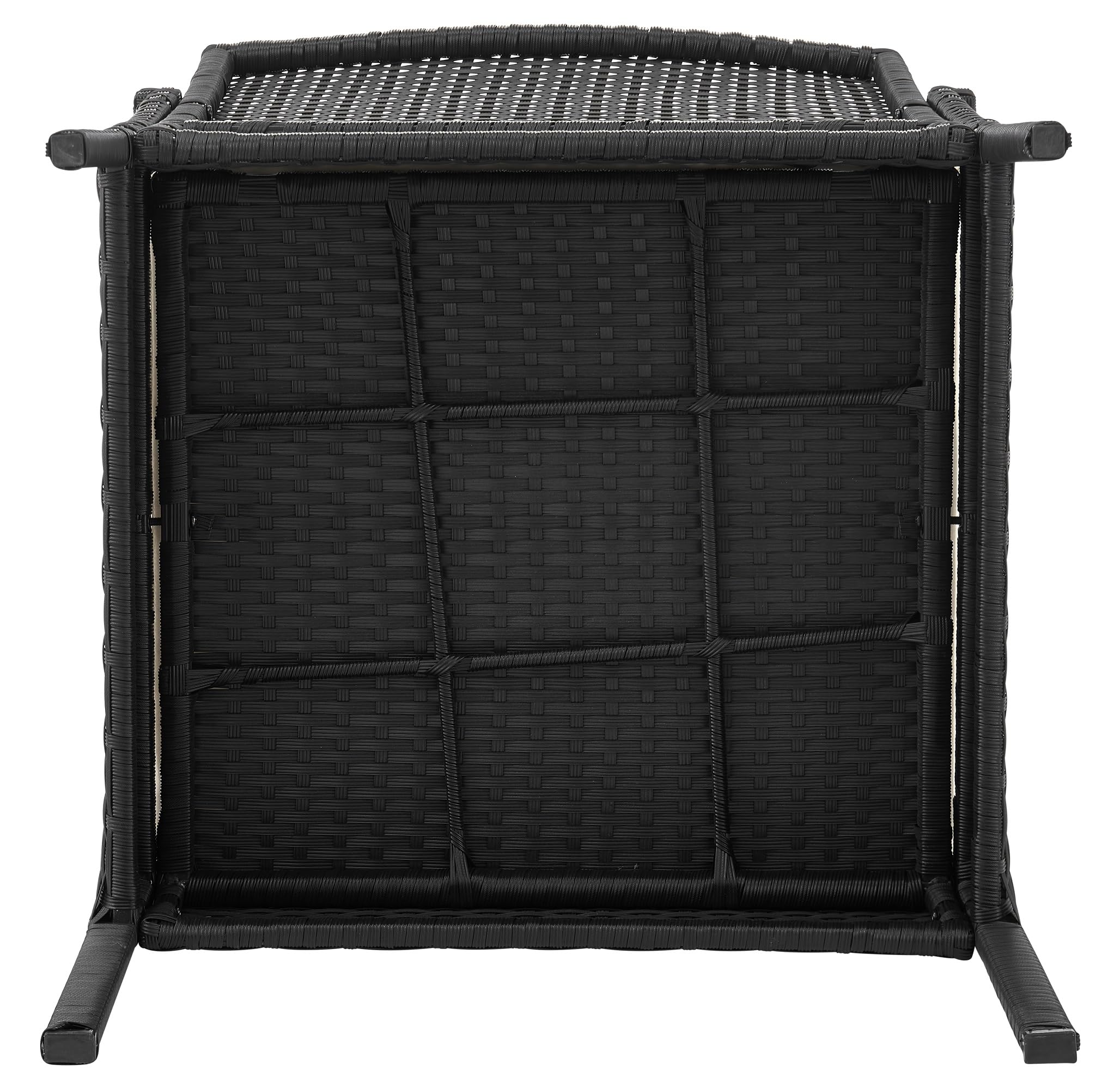 Manhattan Comfort Noli 3-Piece Patio Conversation Set - Steel Rattan Outdoor Furniture with 2 Modern Armchairs, Tempered Glass End Table & Waterproof Cushions (Cream) - Perfect for Garden, Backyard, Poolside or Balcony Relaxation