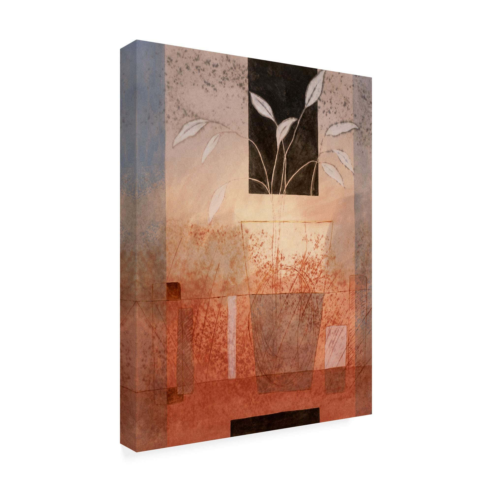 Pablo Esteban Leaves In Vase On Orange Fine Art Print - 24x32 Inches - Modern Home & Office Wall Decor - Perfect for Living Room, Bedroom or Gallery Display