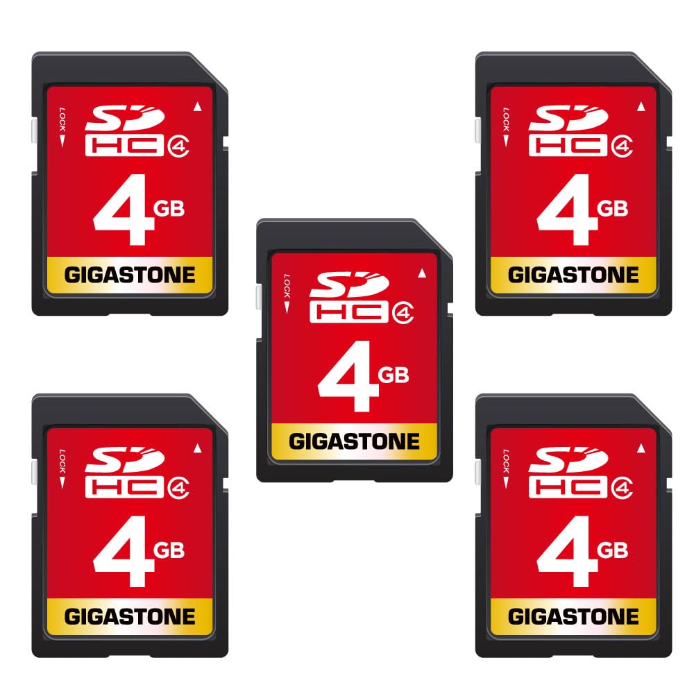Gigastone 4GB SDHC Class 4 Memory Card 5-Pack - High Speed SD Card for DSLR Cameras (Nikon, Canon, Olympus), Digital Camcorders, PC, Mac & POS Systems - Perfect for Storing Photos, Videos, Music & Voice Files