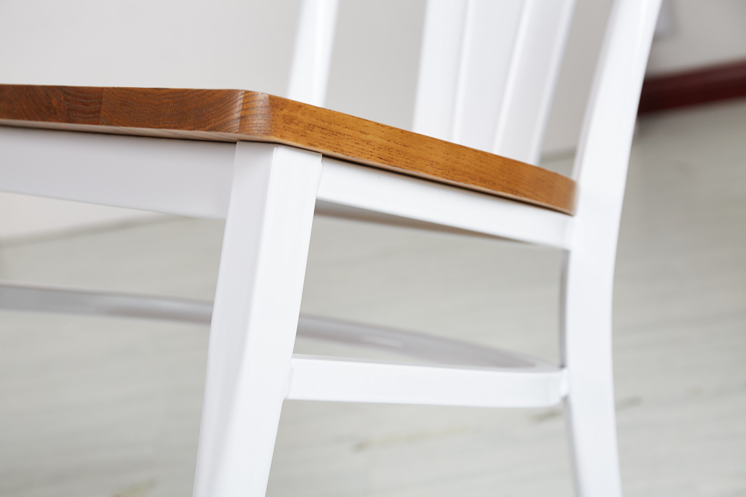 2-Pack White Metal Dining Chairs with Solid Wood Seat - Stackable Kitchen Chairs for Indoor, Restaurant & Outdoor Use - Perfect for Small Spaces, Patios and Commercial Dining Areas