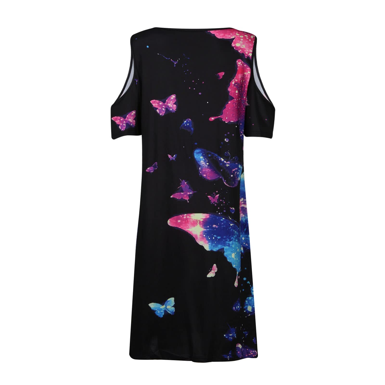 Elegant Butterfly Print Off Shoulder V Neck Short Sleeve Midi Dress for Women 2025 | Sexy Casual Plus Size Summer Dress for Party, Date Night & Vacation