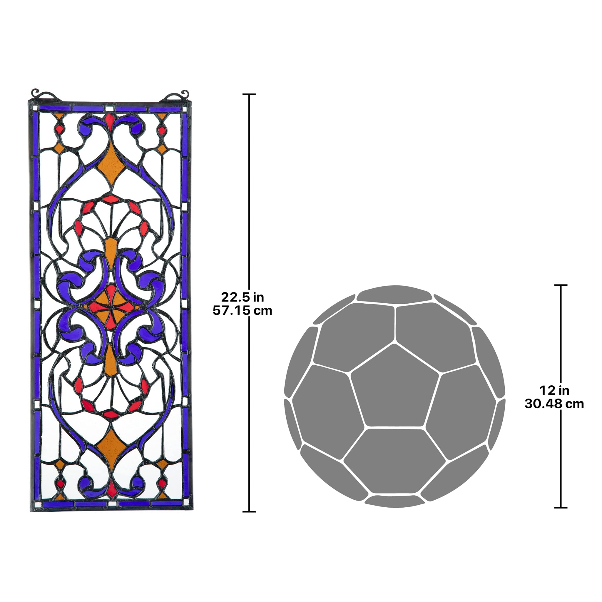 Stained Glass Window Panel - Hyde Street Handcrafted Art Glass Hanging Decor for Home & Church - Beautiful Window Treatments for Living Room, Bedroom & Office