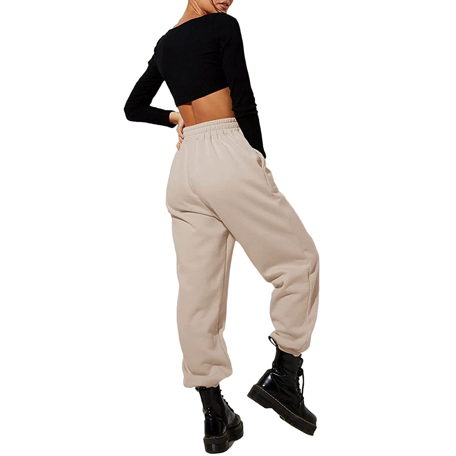 Women's High Waisted Fleece Lined Sweatpants - Soft Jogger Pants with Cinched Bottom for Workout, Yoga & Lounge - Warm Winter Athletic Pants for Running, Gym & Casual Wear
