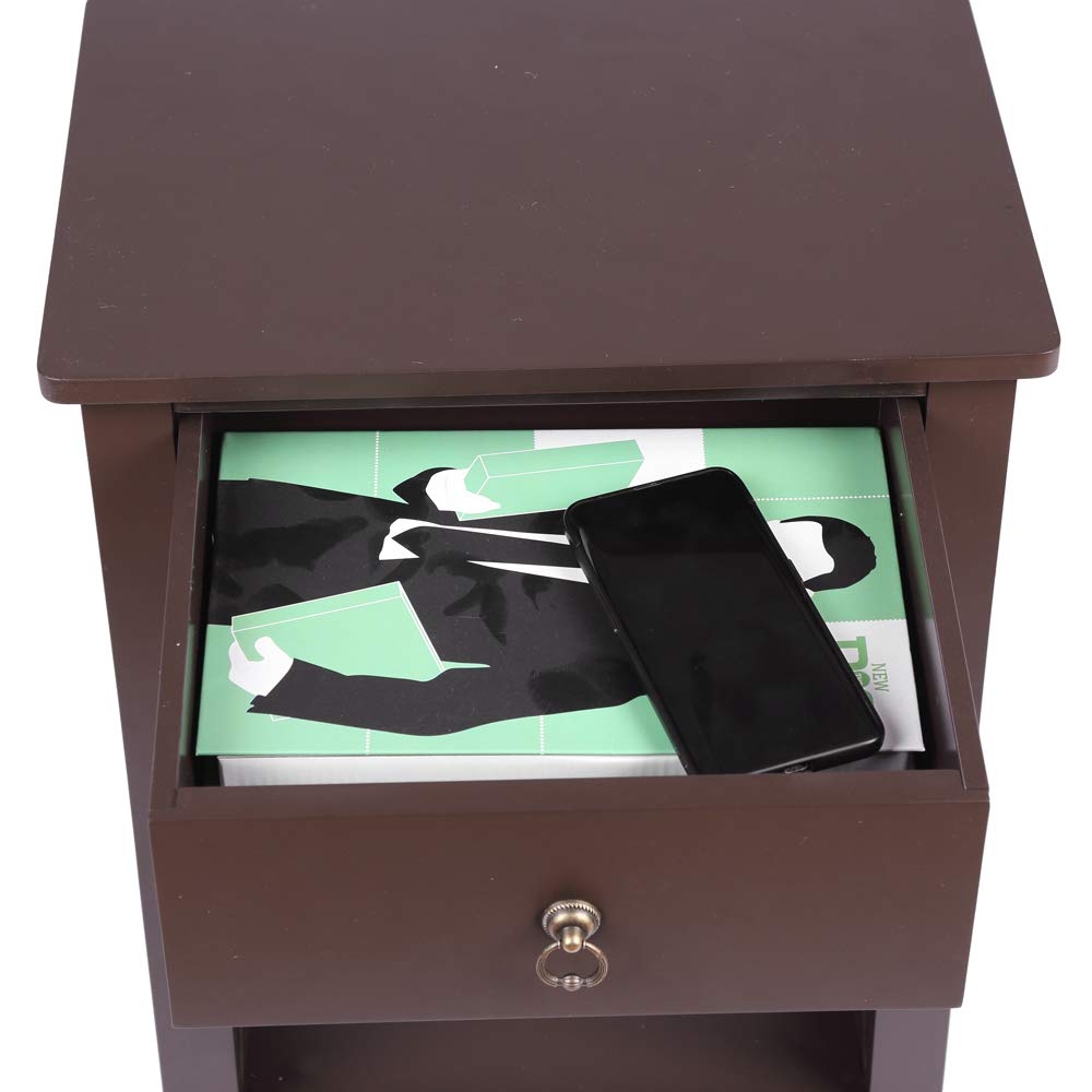 Modern X-Design Nightstand with Drawer & Storage Shelf - Simple End Table for Bedroom, Living Room, Sofa or Couch Side - Perfect Accent Table for Home Furniture & Coffee Table Use