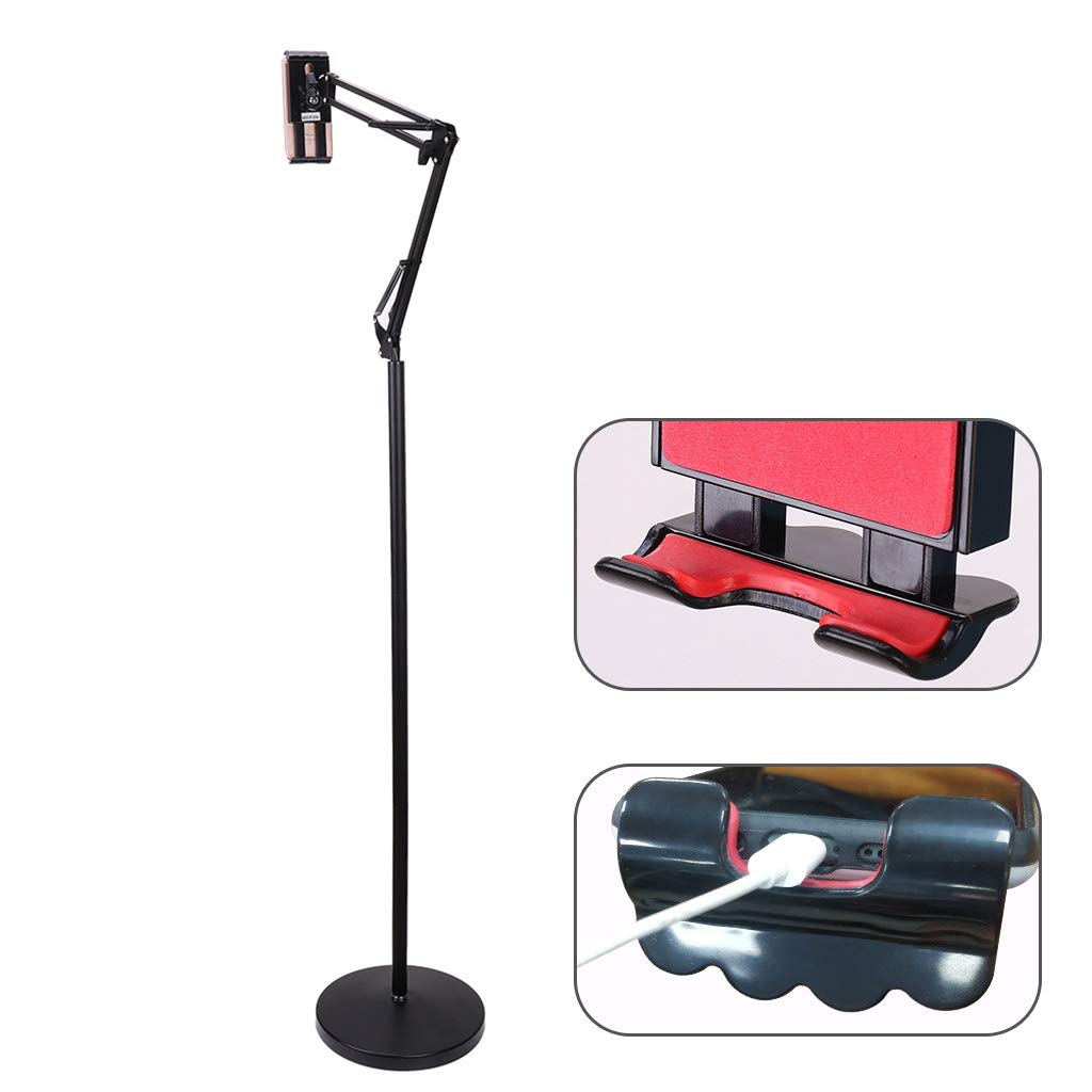 Adjustable Phone Tablet Floor Stand - 360° Swivel Metal Phone Holder for 4.5