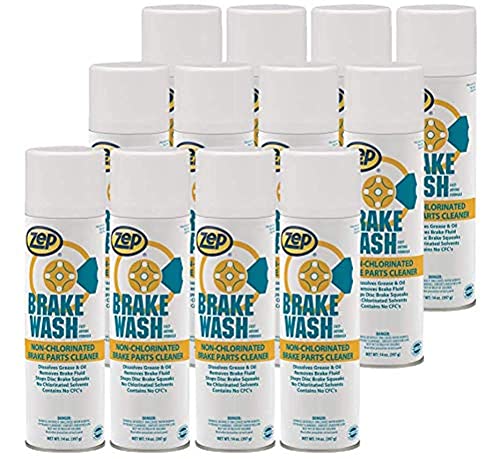 Zep Non-Chlorinated Brake Wash 14 oz Aerosol Can (Case of 12) - Professional Auto Shop Formula for Dissolving Grease, Oil, Brake Fluid & Contaminants - Ideal for Automotive Brake Maintenance & Cleaning