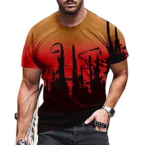 Pinbao Men's 3D Gradient Graphic T-Shirt - Summer Casual Crew Neck for Outdoor & Daily Wear