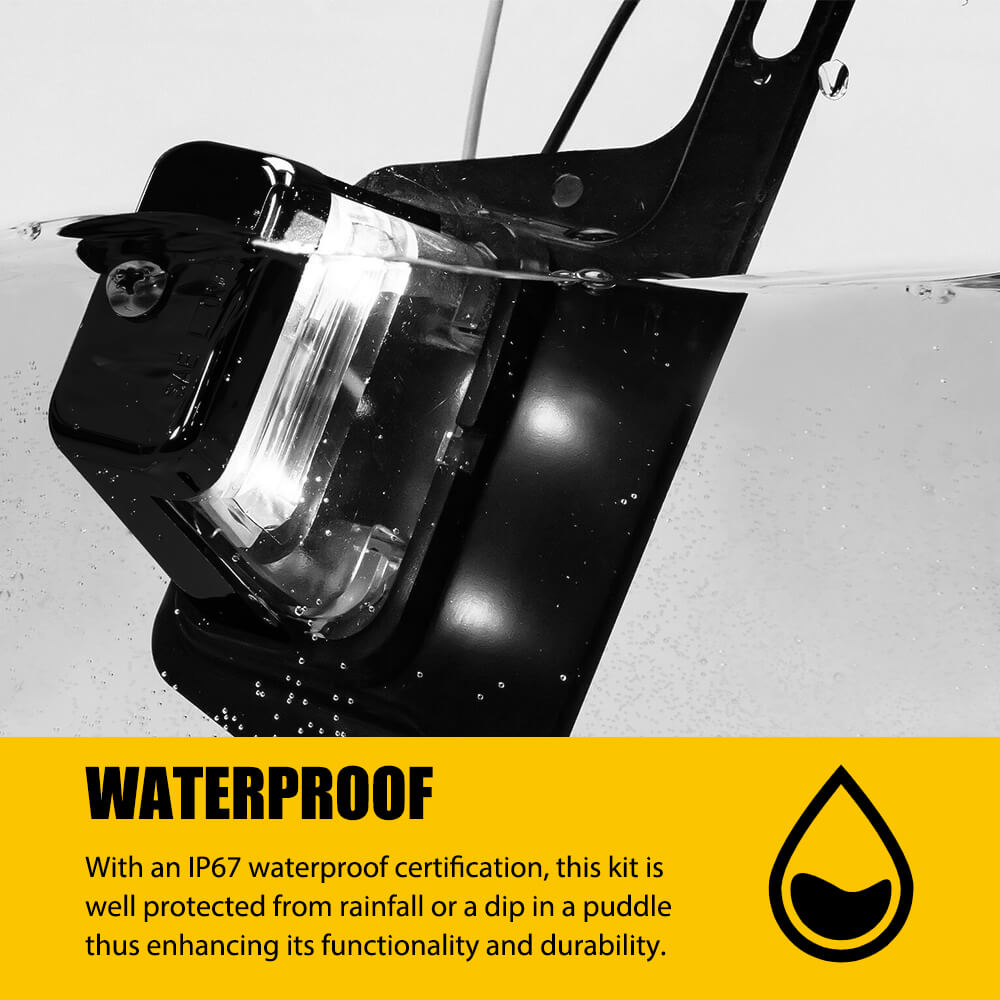 Black LED License Plate Light Bracket Mount - Waterproof Tag Light Assembly for RV, Trailer, UTV, ATV, Truck - Perfect for Off-Road & Nighttime Visibility