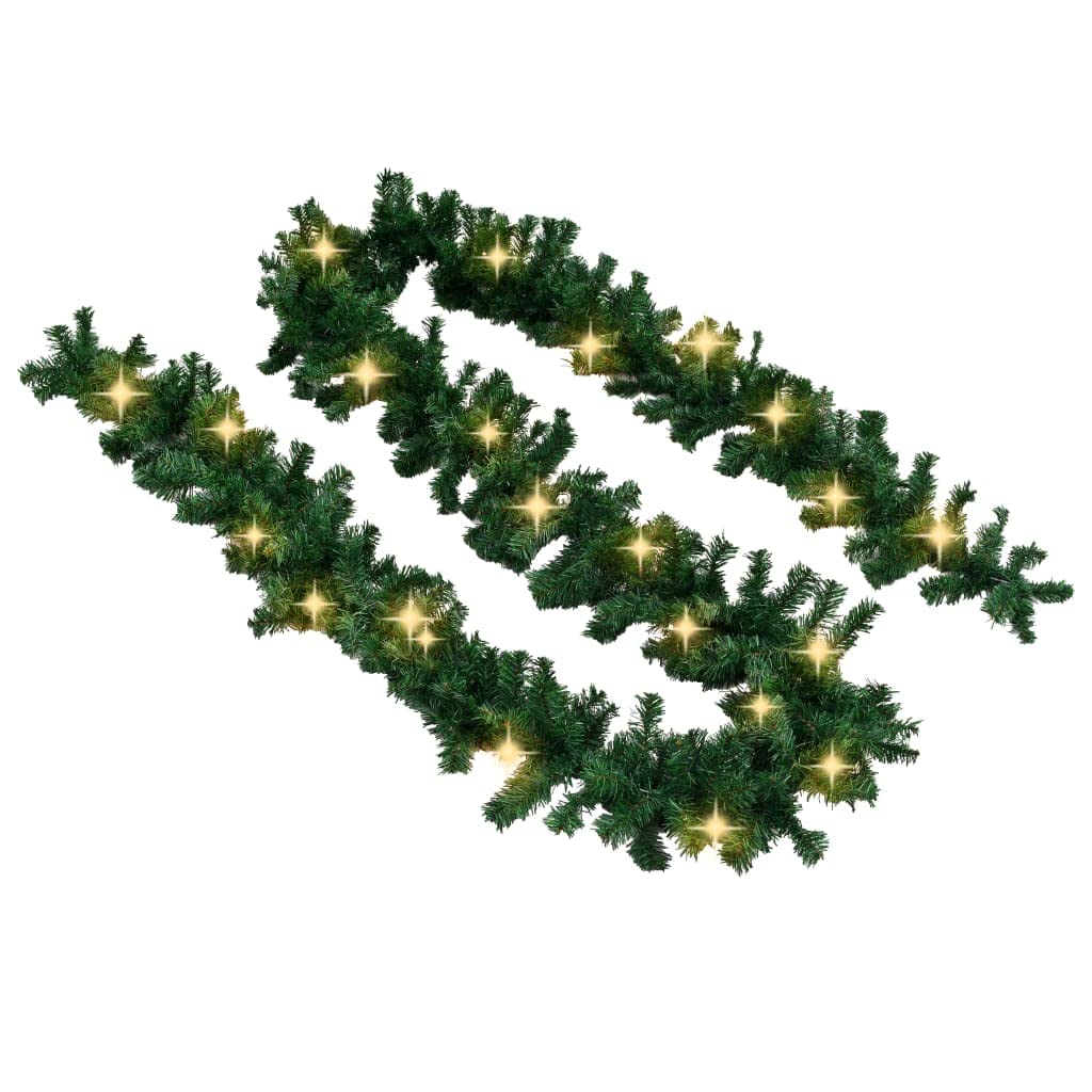 CHARMMA 65.6ft Christmas Garland with Warm White LED Lights - Holiday Home Decor for Fireplace Mantel, Staircase & Outdoor Christmas Tree Decorations