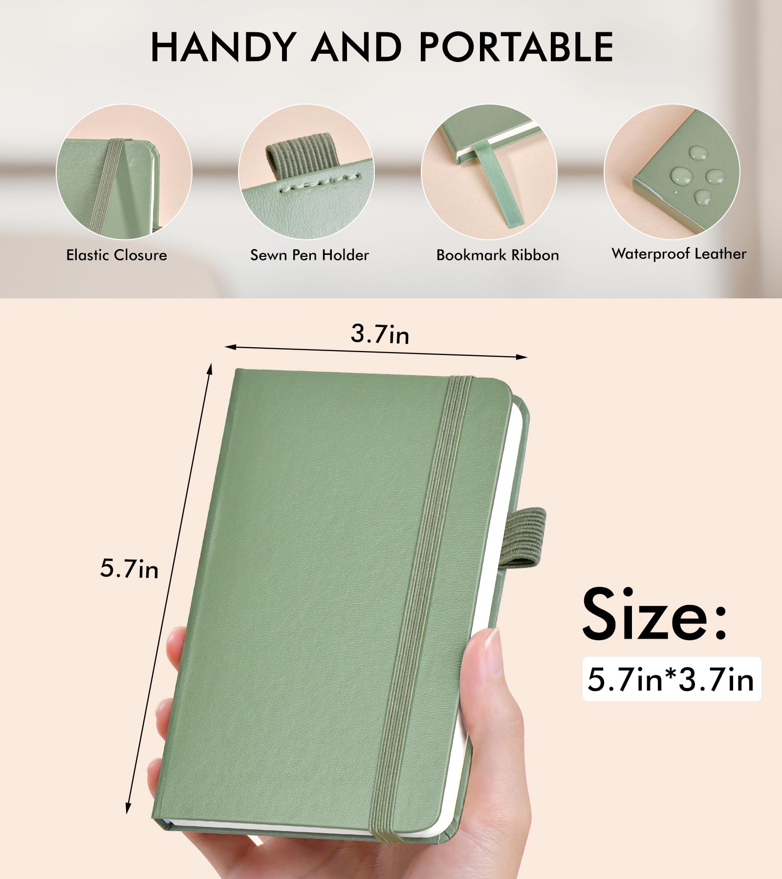 3 Pack A6 Pocket Notebooks - 480 Lined Pages Hardcover Mini Journals for Women & Men | 3.7”x5.7” Small Notepad for Work, Travel & Daily Notes | Cute Pink, Purple & Green Writing Notebooks | Perfect for Office, School, Journaling & Gift Giving