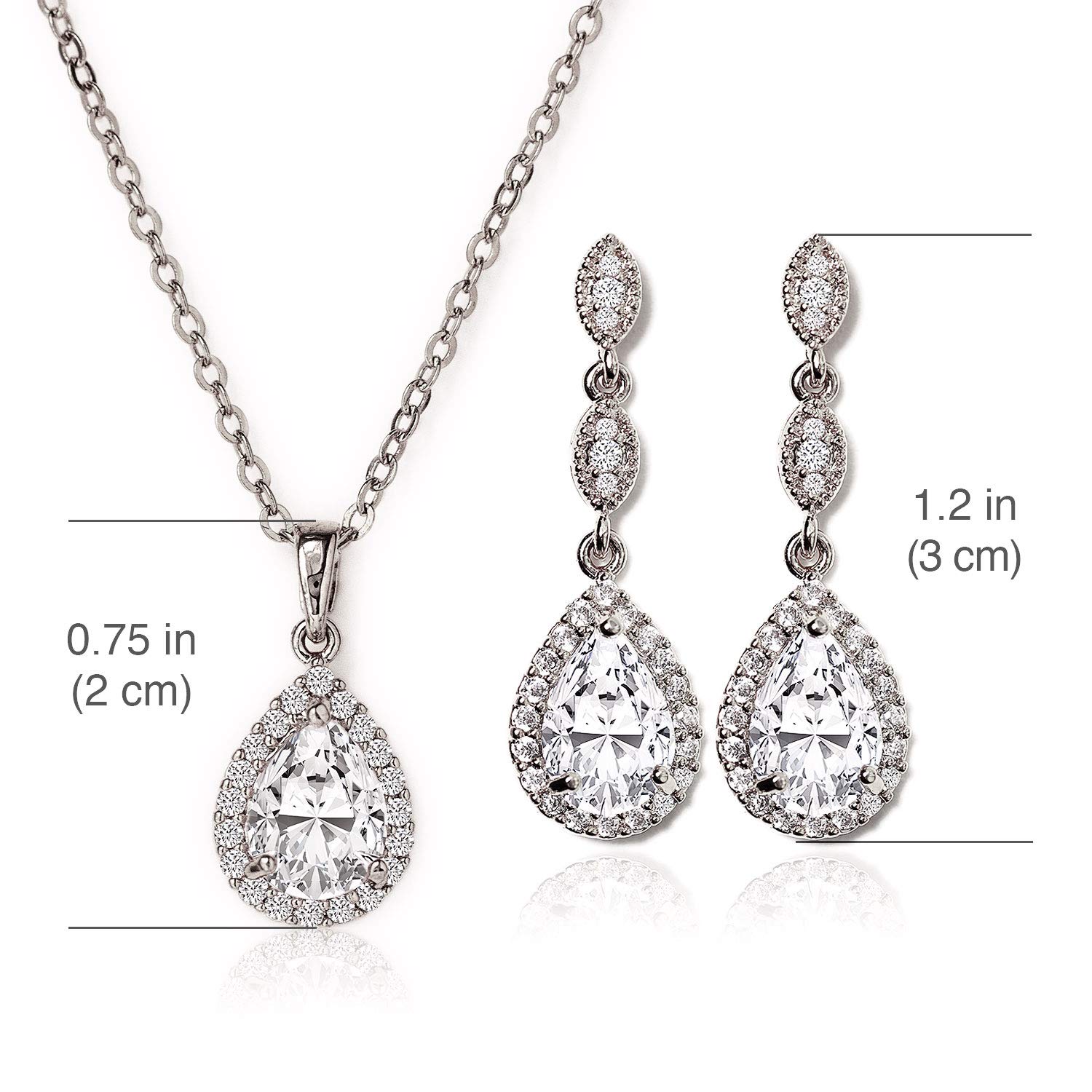 A+O Bridesmaid Earrings: Teardrop Cubic Zirconia Crystal Dangle Earrings in Silver, Gold, Rose Gold - Perfect for Weddings, Parties, and Special Occasions