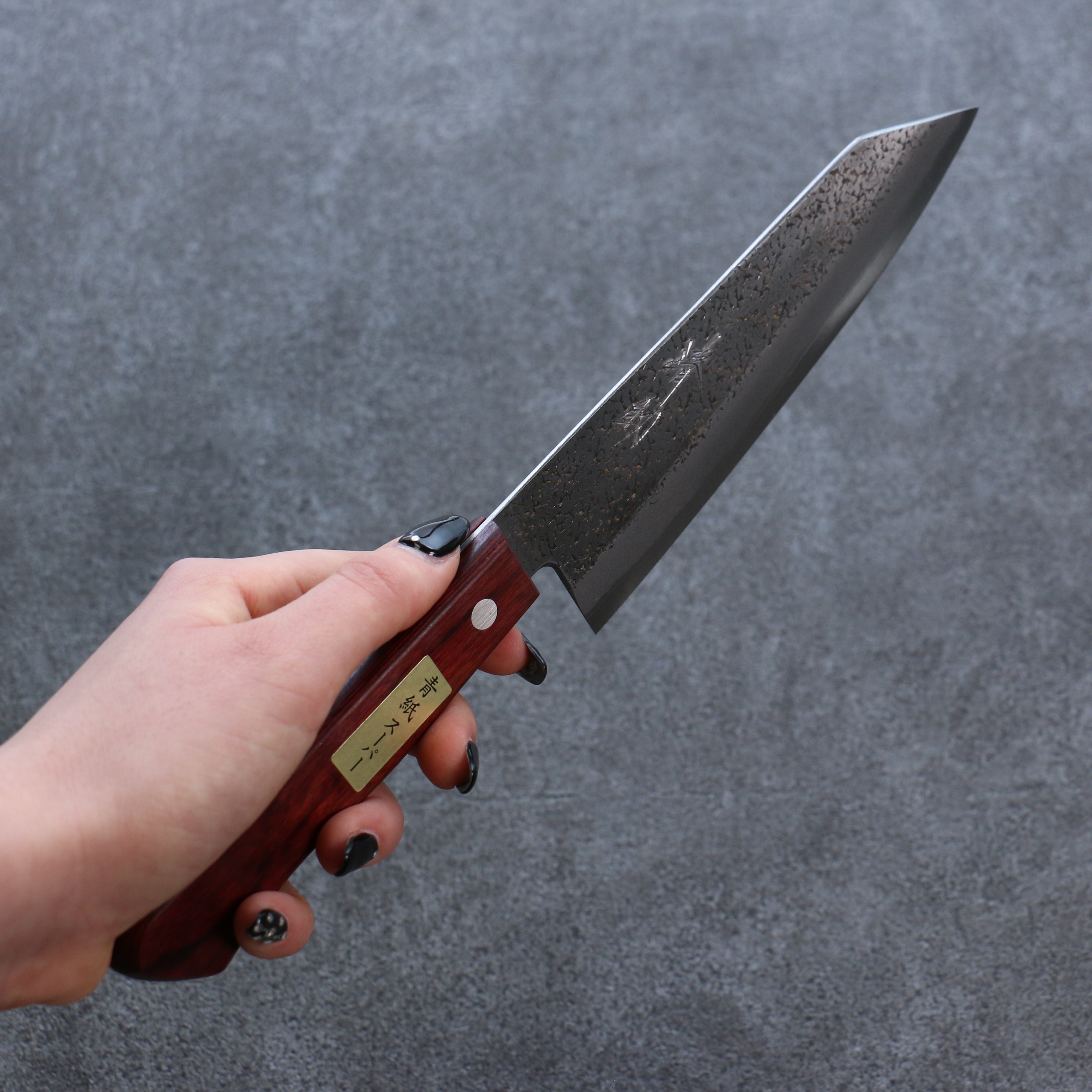 Premium Seisuke Blue Super Hammered Bunka Knife 165mm - Japanese Chef Knife with Red Pakkawood Handle - Perfect for Slicing, Dicing & Precision Cutting in Professional & Home Kitchens