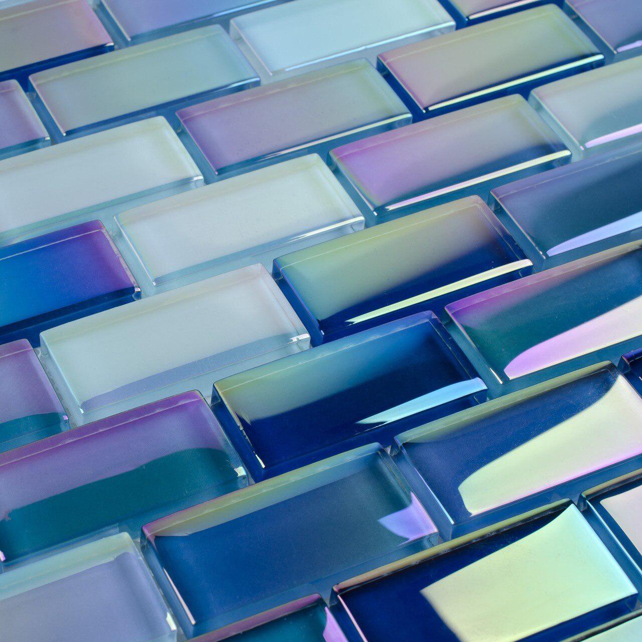 Aqua Blue Glass Pool Tile 1x2 - Stunning Shimmer Mosaic for Swimming Pools, Backyard Decor & Spa Renovation