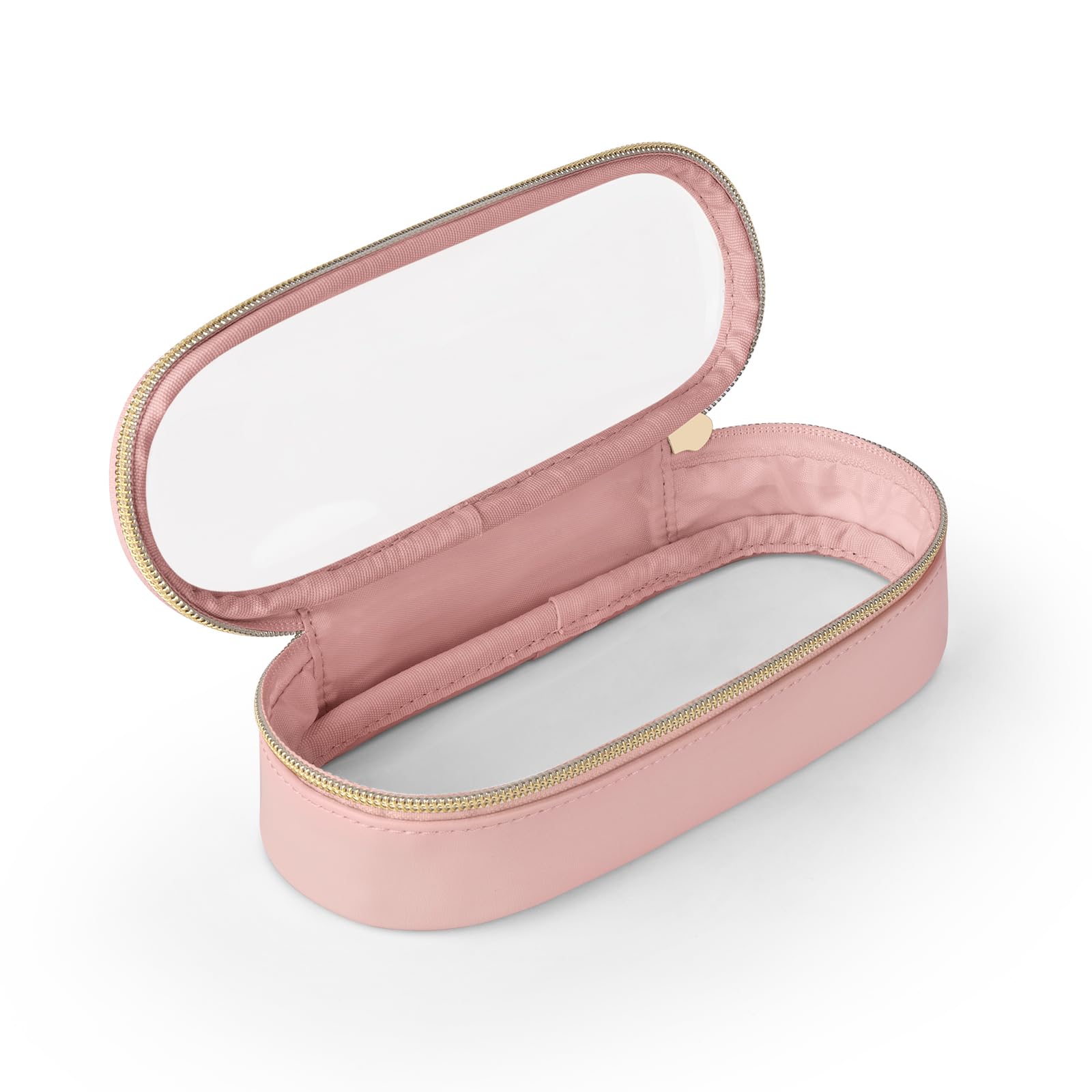 Clear Travel Makeup Brush Holder - Waterproof Leather Cosmetic Case for On-the-Go Beauty
