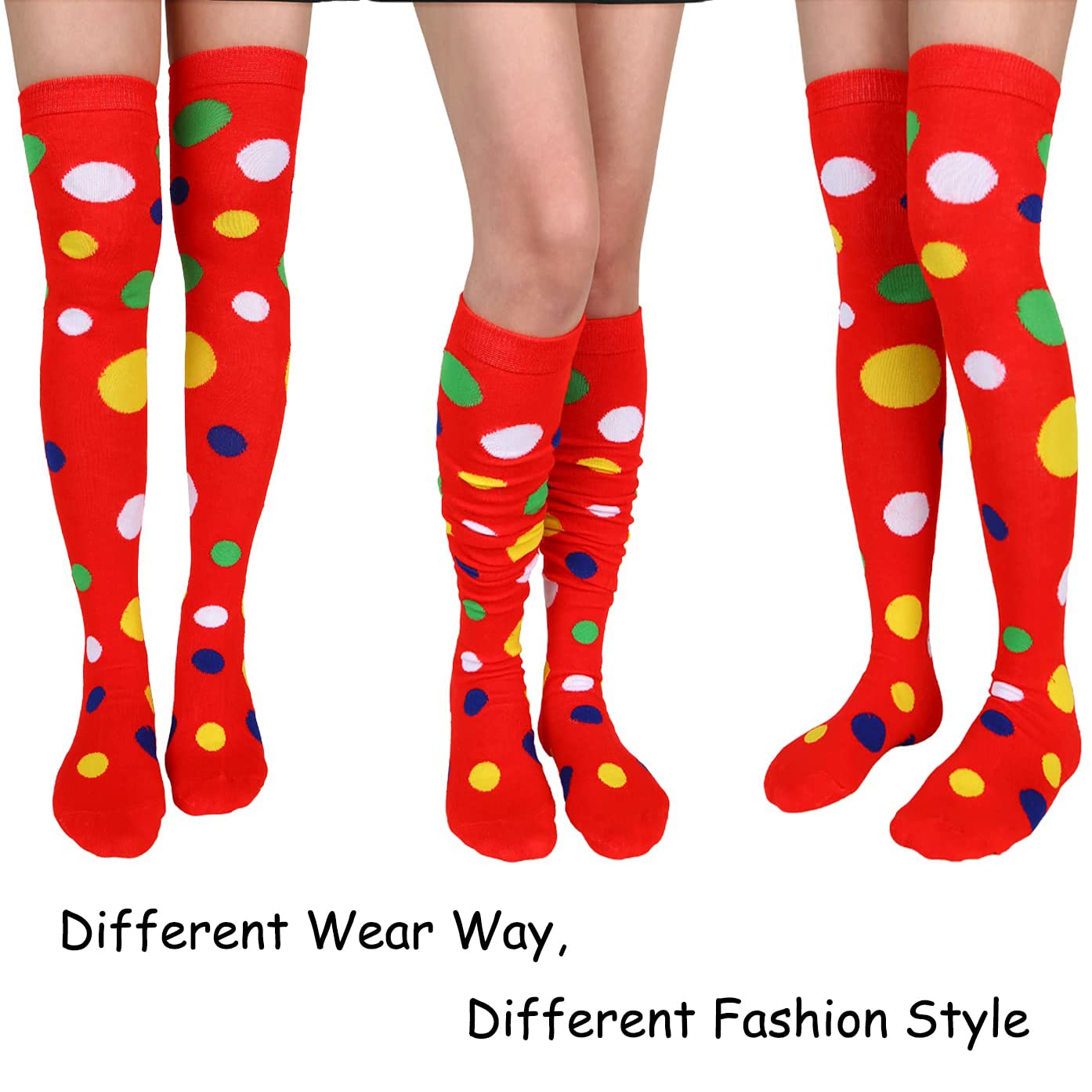 HYTENSUN Women's Polka Dot Thigh High Socks - Extra Long Over The Knee Stockings for Fashion, Cosplay & Winter Warmth