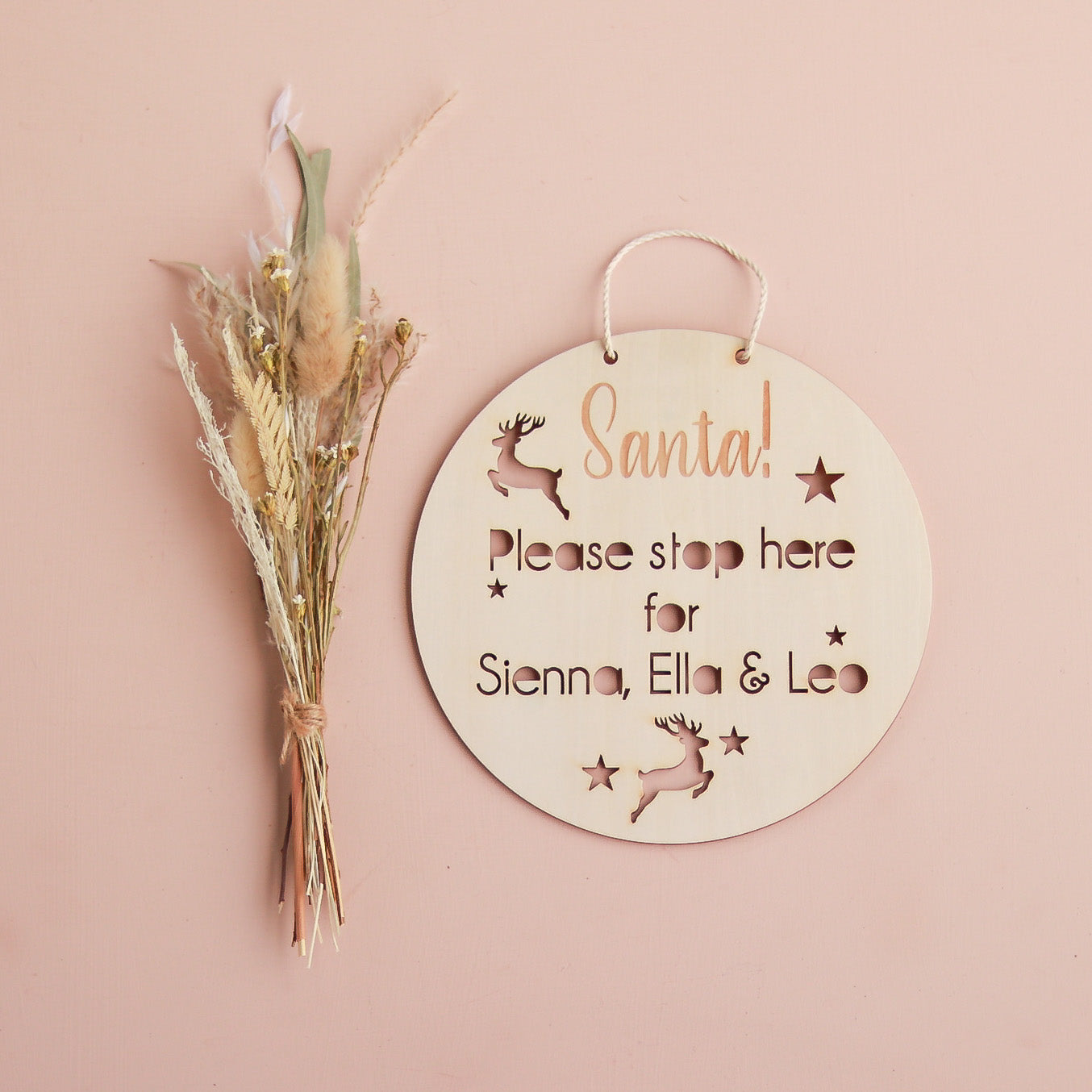 Personalized Wooden Christmas Sign - Santa Please Stop Here - Rustic Holiday Decor for Home, Porch, and Festive Gift Giving