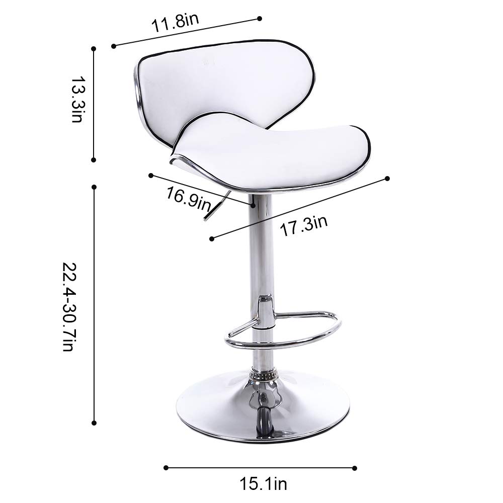 Adjustable Swivel Bar Stools with Hydraulic Lift - PU Leather Counter Height Stools with Footrest & Butterfly Back for Kitchen, Dining Room, Pub - Perfect for Entertaining, Breakfast Bars & Home Decor