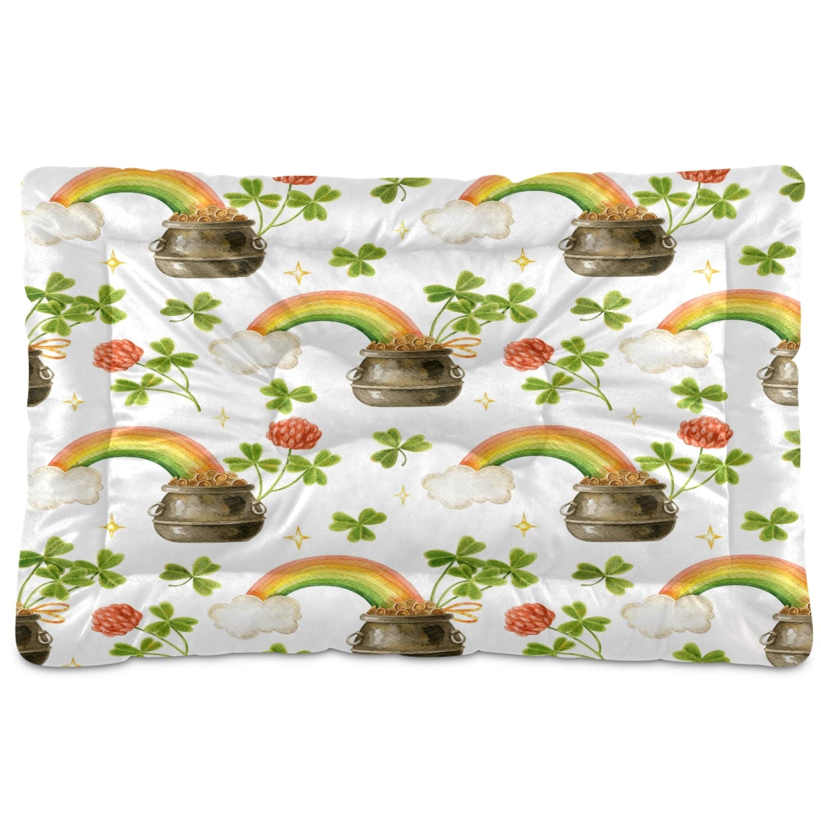 **KeepReal Gold Pot Rainbow Dog Bed - Ultra Soft Rectangle Pet Bed for Small & Medium Dogs & Cats, Calming Comfortable Bed, 24x18 Inches - Perfect for Crate, Living Room & Bedroom**