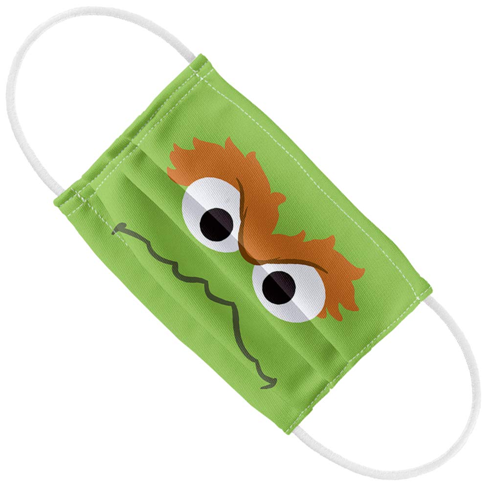 Sesame Street Oscar The Grouch Kids Reusable Face Mask with Adjustable Nose Wire - 1-Ply Washable Cloth Mask for School, Travel & Daily Protection