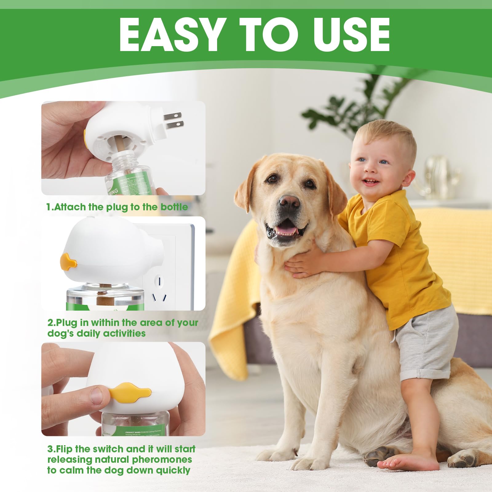 Nodfens Dog Calming Diffuser with Pheromones - 45ml Plug-in Anxiety Relief for Dogs, Lasts Up to 30 Days - Perfect for Thunderstorms, Fireworks, Separation Anxiety & Travel Stress