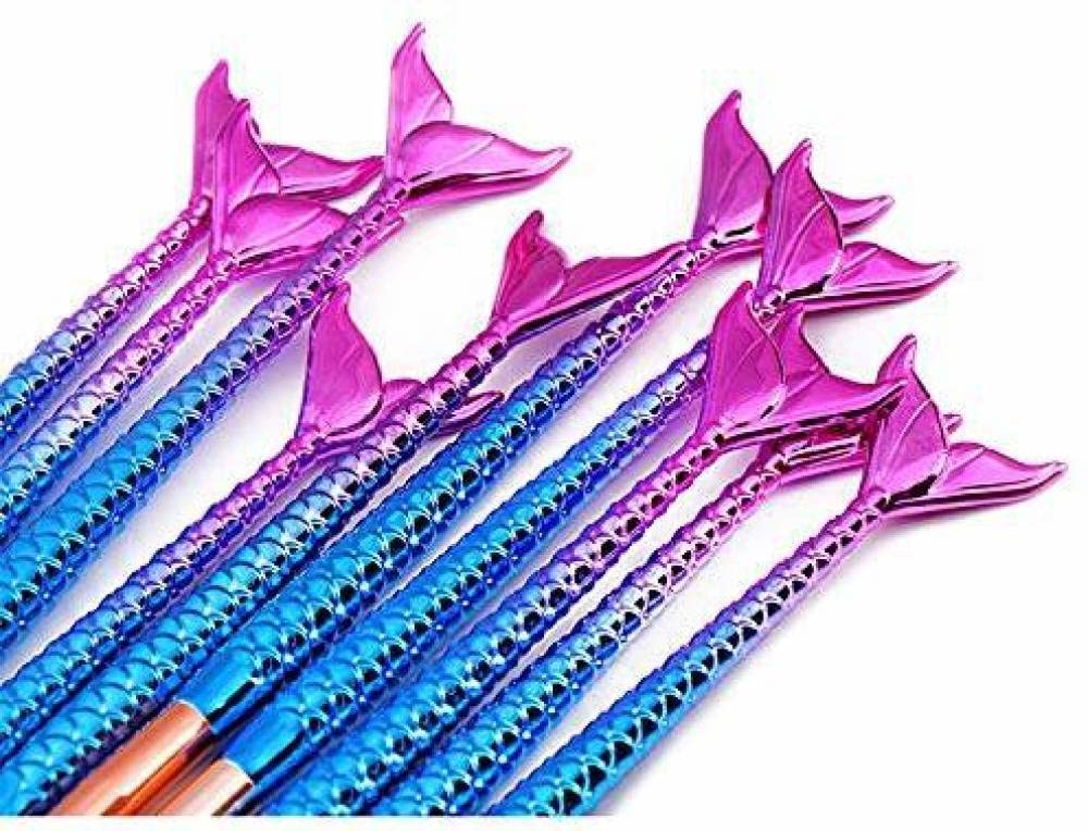 Beggie Cosmetikaa Series Mermaid Makeup Brush Set - 10 Piece Professional Cosmetic Brushes for Foundation, Blending, Eyeshadow & Contouring - Perfect for Makeup Artists & Beauty Enthusiasts