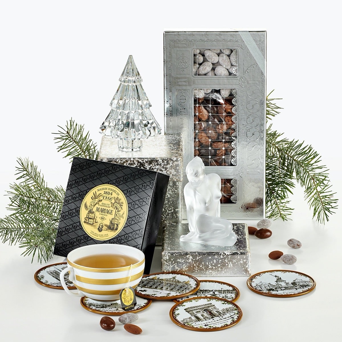 Paris Scenes Coaster Set - 6-Piece Elegant French Landmark Drink Coasters | Perfect for Home Decor, Coffee Table, Bar & Party Use