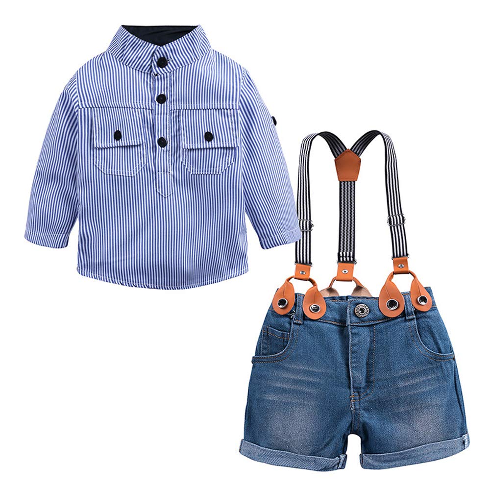 2-Piece Baby Boys Clothes Set - Long Sleeve Shirt & Jeans Outfit for Toddlers | Gentleman Style Suits for Boys | Perfect for Parties, Photos & Special Occasions