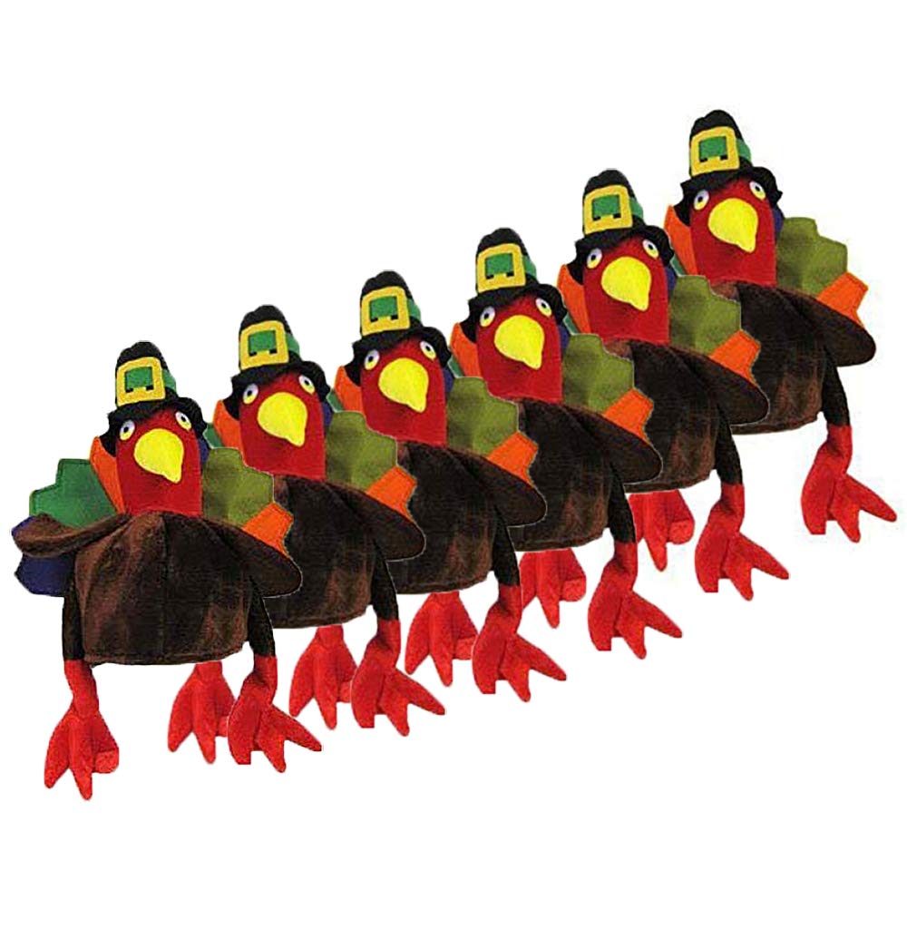 6 Pack Thanksgiving Turkey Hats - Fun Holiday Party Favors for Friends & Family - Perfect for Thanksgiving Gatherings, Costume Parties & Festive Celebrations