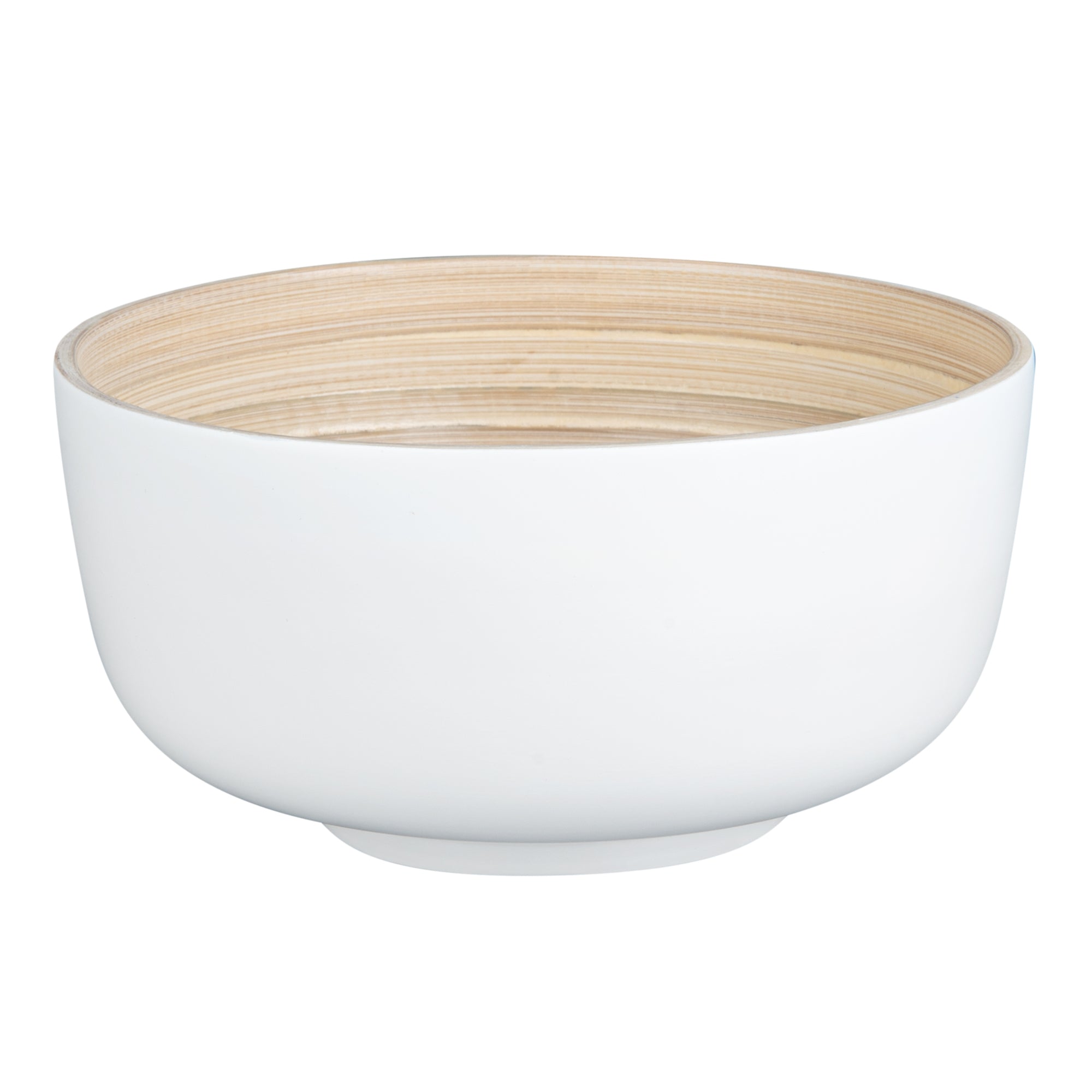 Bambuddha 15 oz Round White Spun Bamboo Salad Bowl - 7.75