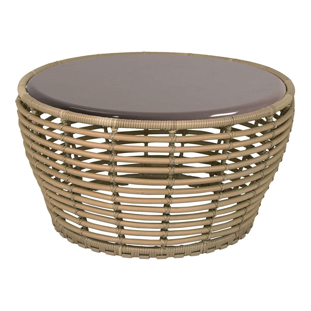 Outdoor Wicker Coffee Table - Medium Size, Weather-Resistant Rattan Basket for Patio, Garden, and Poolside Relaxation