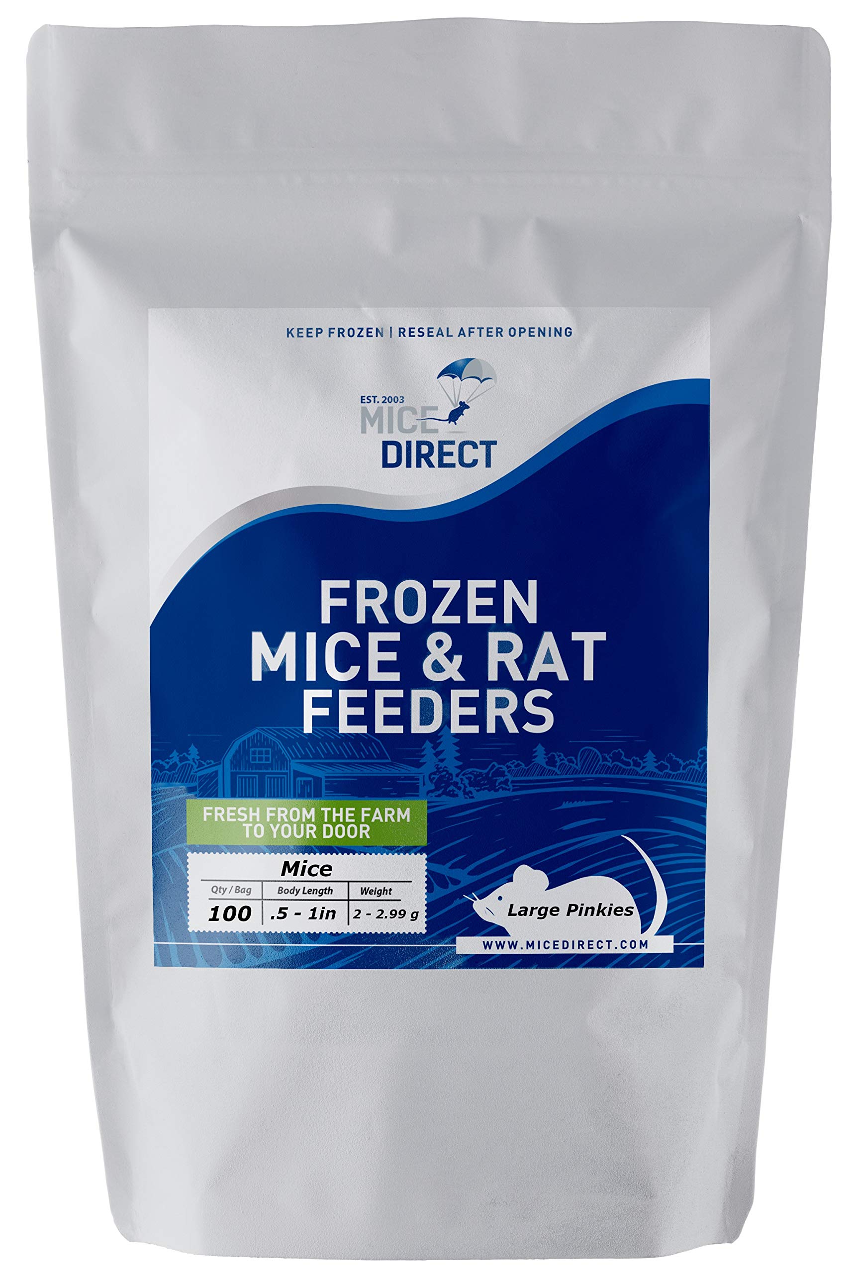 100 Frozen Pinky Mice - Premium Fresh Feeders for Baby Corn Snakes, Ball Pythons & Milk Snakes | Nutritious Reptile Food for Lizards & Pet Snakes | Perfect for Growing Reptiles & Amphibians