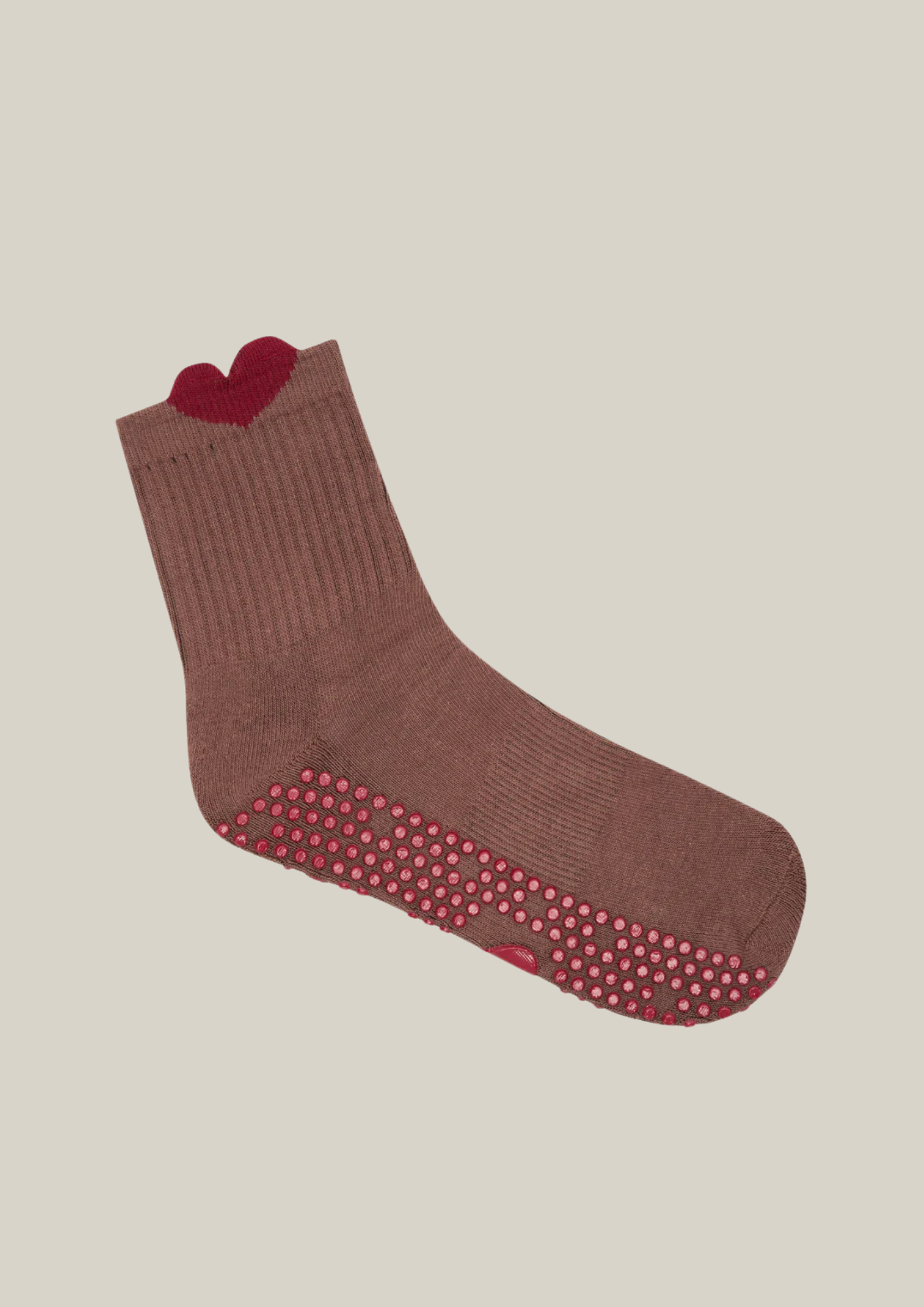 Non-Slip Grip Socks for Women & Men - Anti-Skid Crew Socks with Heart Pattern - Perfect for Yoga, Pilates, Barre & Home Workouts