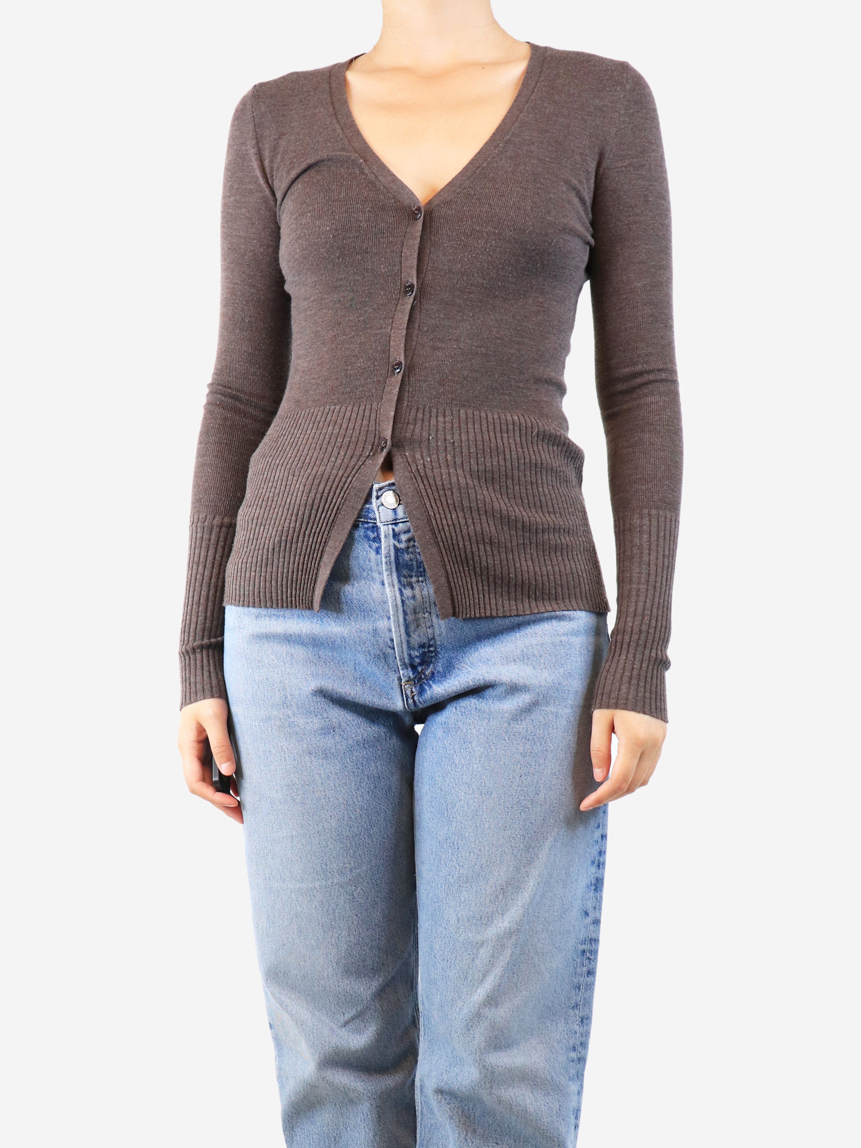 Brown Wool Cardigan for Women - Size S | Soft & Warm Winter Sweater | Perfect for Casual Outfits & Layering