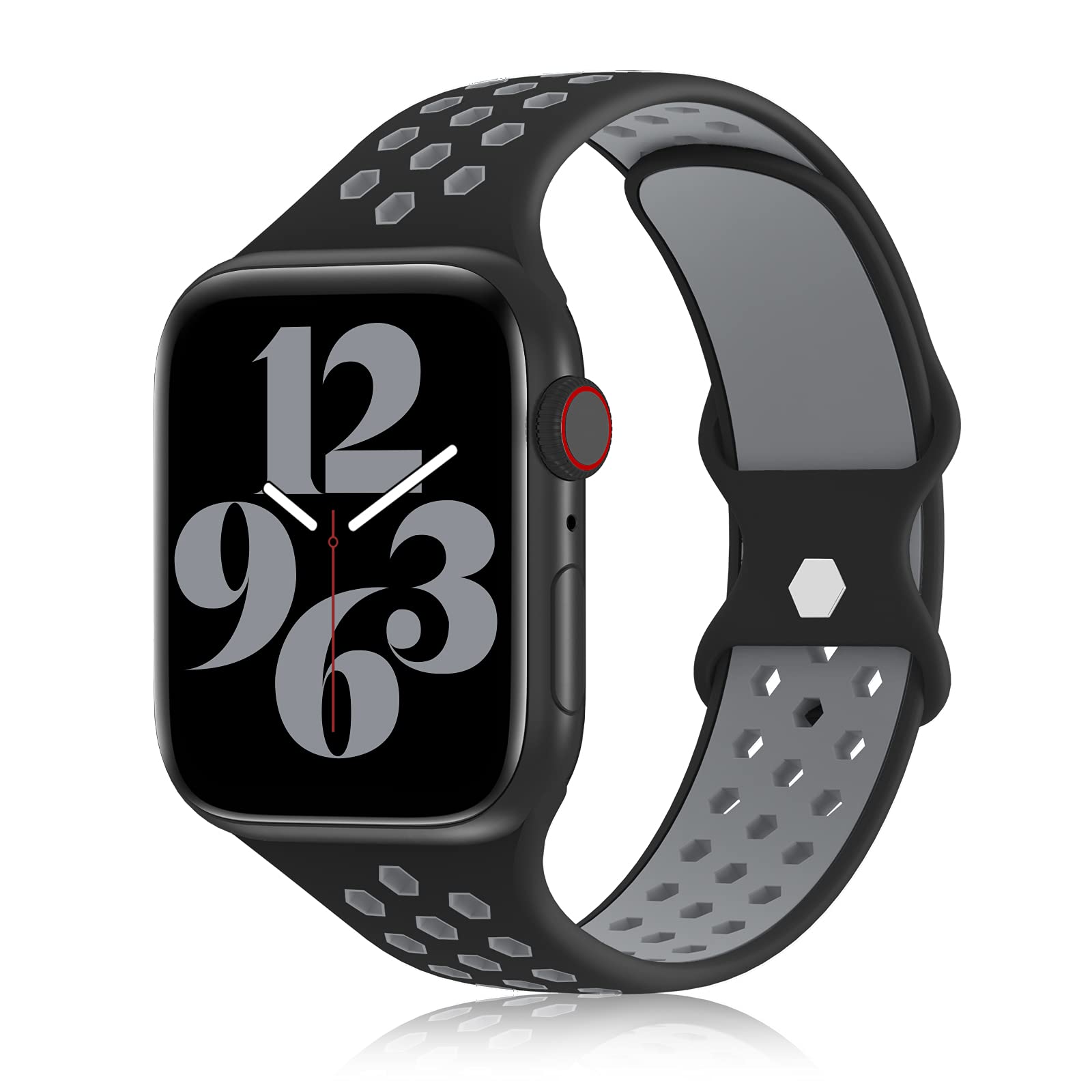 YAXIN Sports Band for Apple Watch 38MM 40MM 41MM 42MM 44MM 45MM - Breathable Soft Silicone Replacement Strap with Double-Color Air Holes - Compatible with iWatch Series 7/6/5/4/3/2/1/SE - Perfect for Running, Gym Workouts & Active Lifestyles